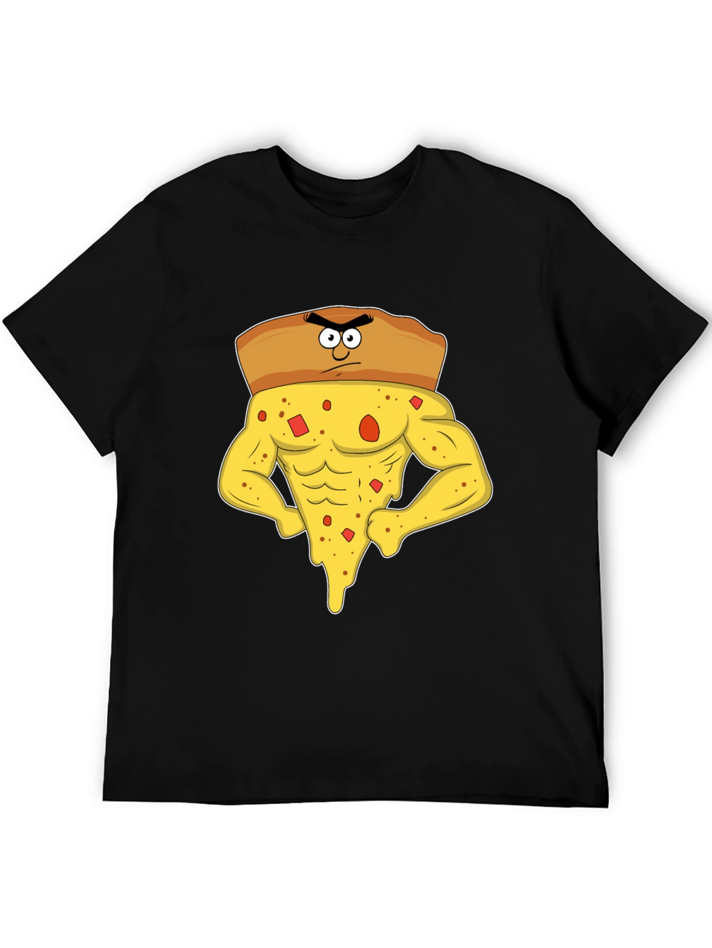 Funny Muscular Pizza Slice Graphic T-Shirt