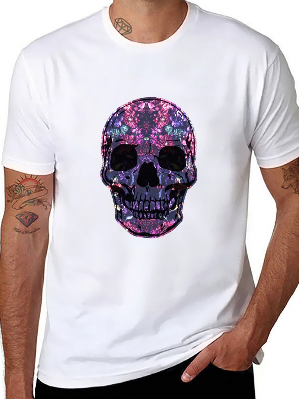 Floral Skull Graphic Print Tee