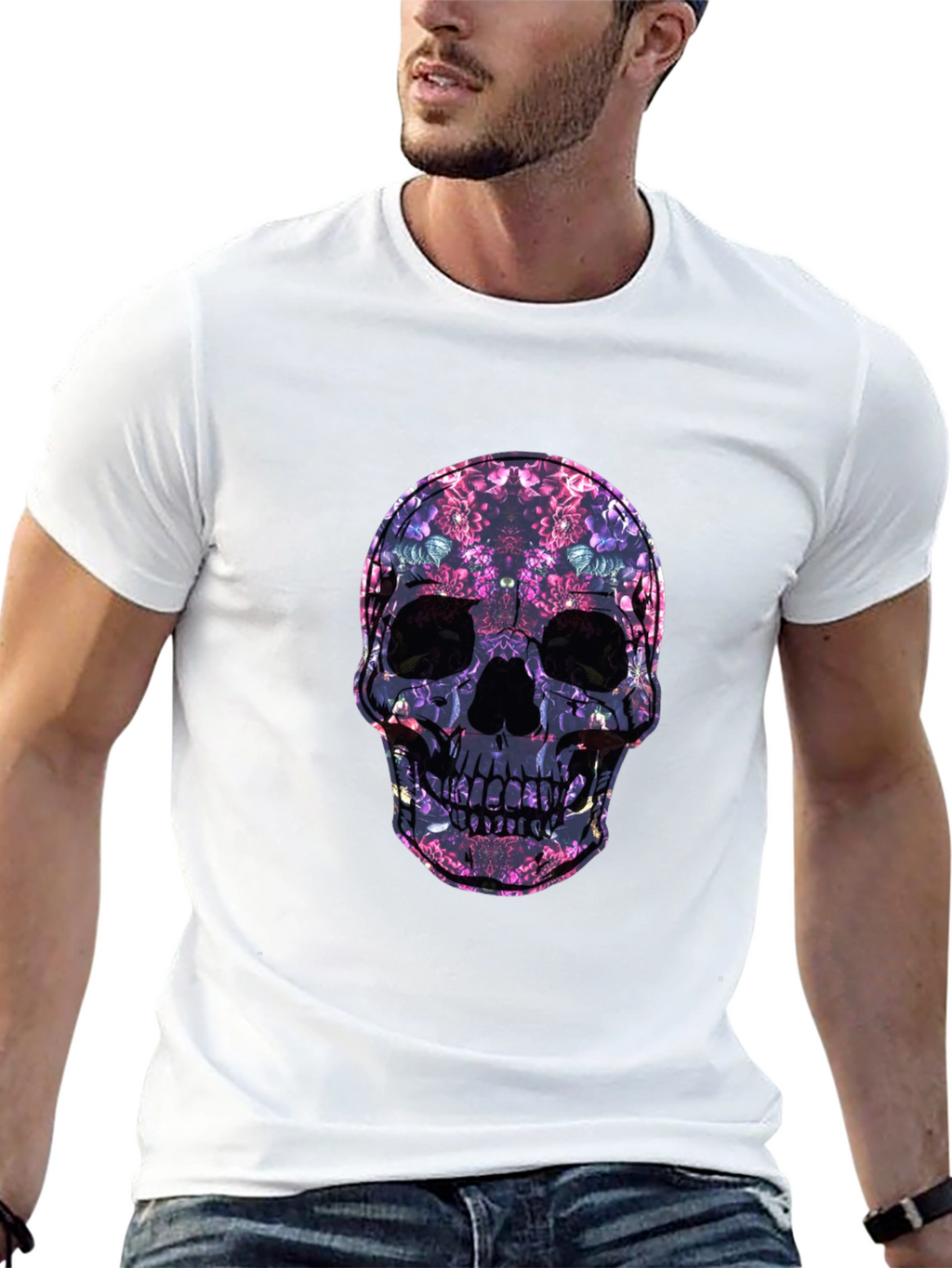 Floral Skull Graphic Print Tee