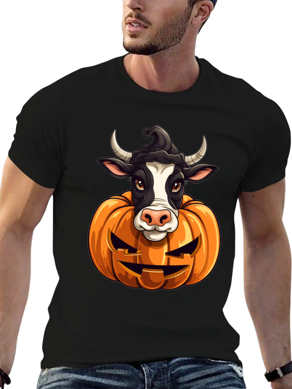 Halloween Cow Pumpkin T-Shirt