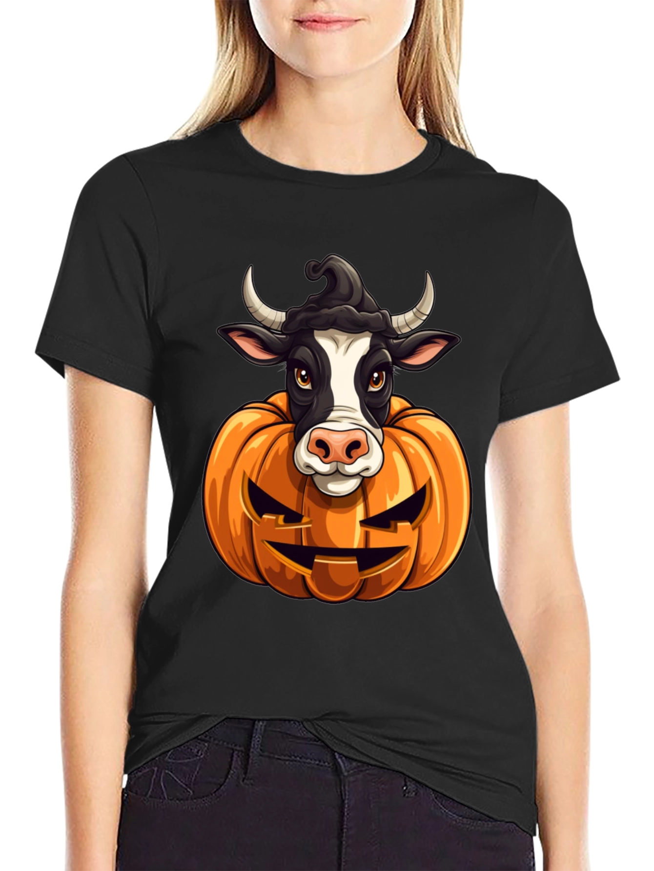 Halloween Cow Pumpkin T-Shirt
