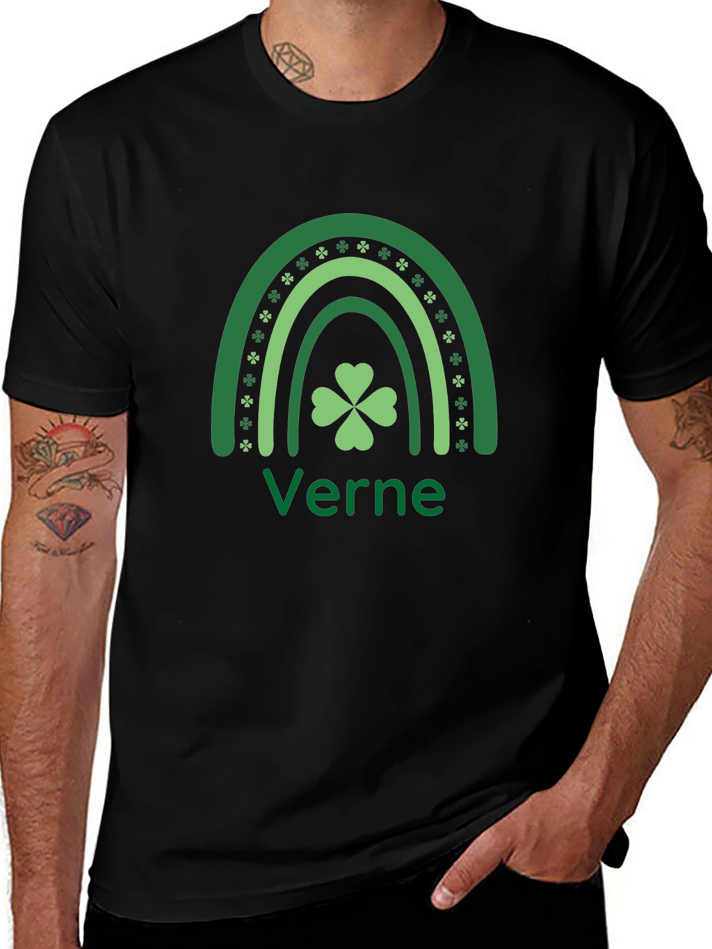 St. Patricks Day Verne T-Shirt Clover Rainbow