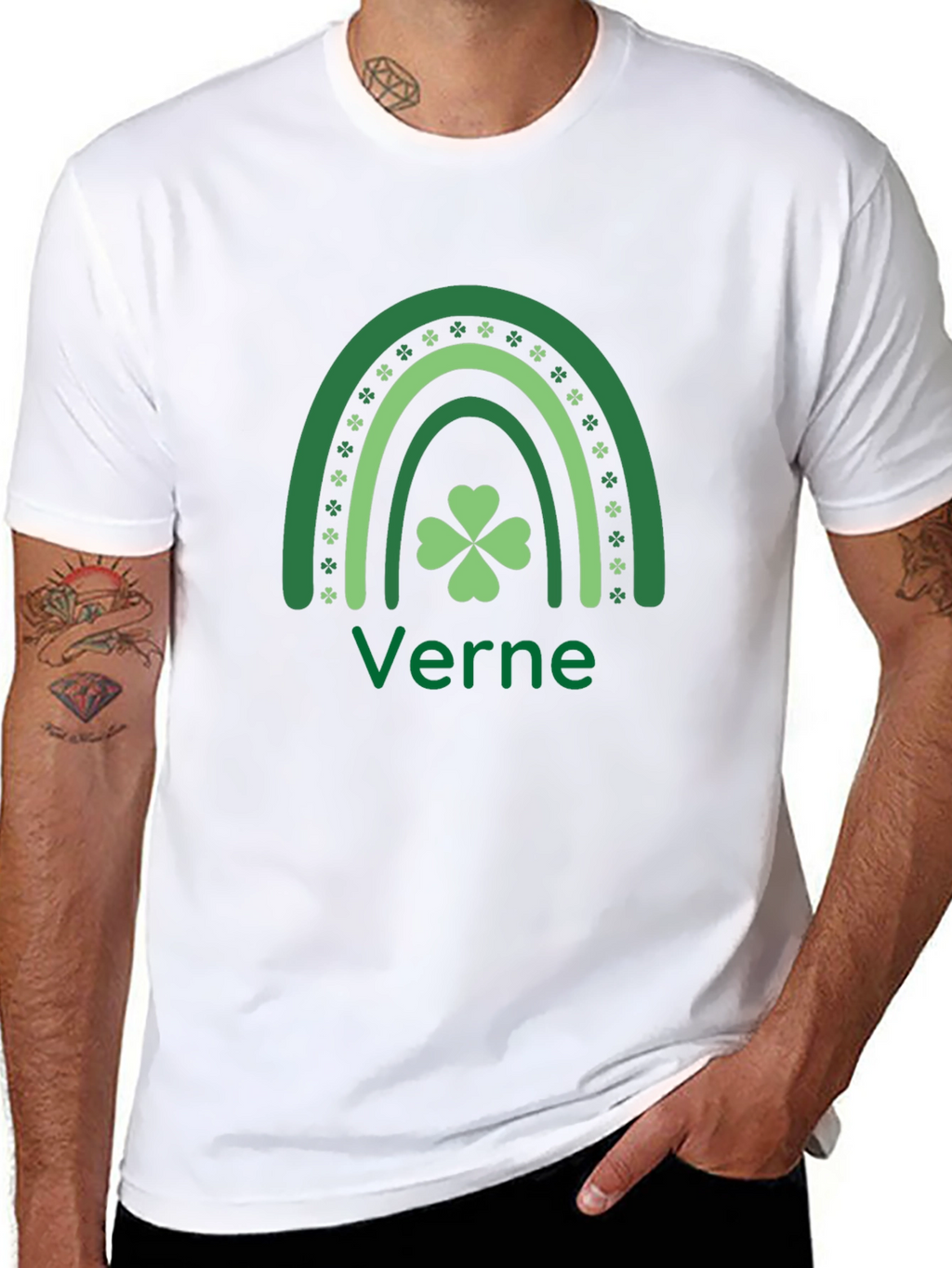 St. Patricks Day Verne T-Shirt Clover Rainbow