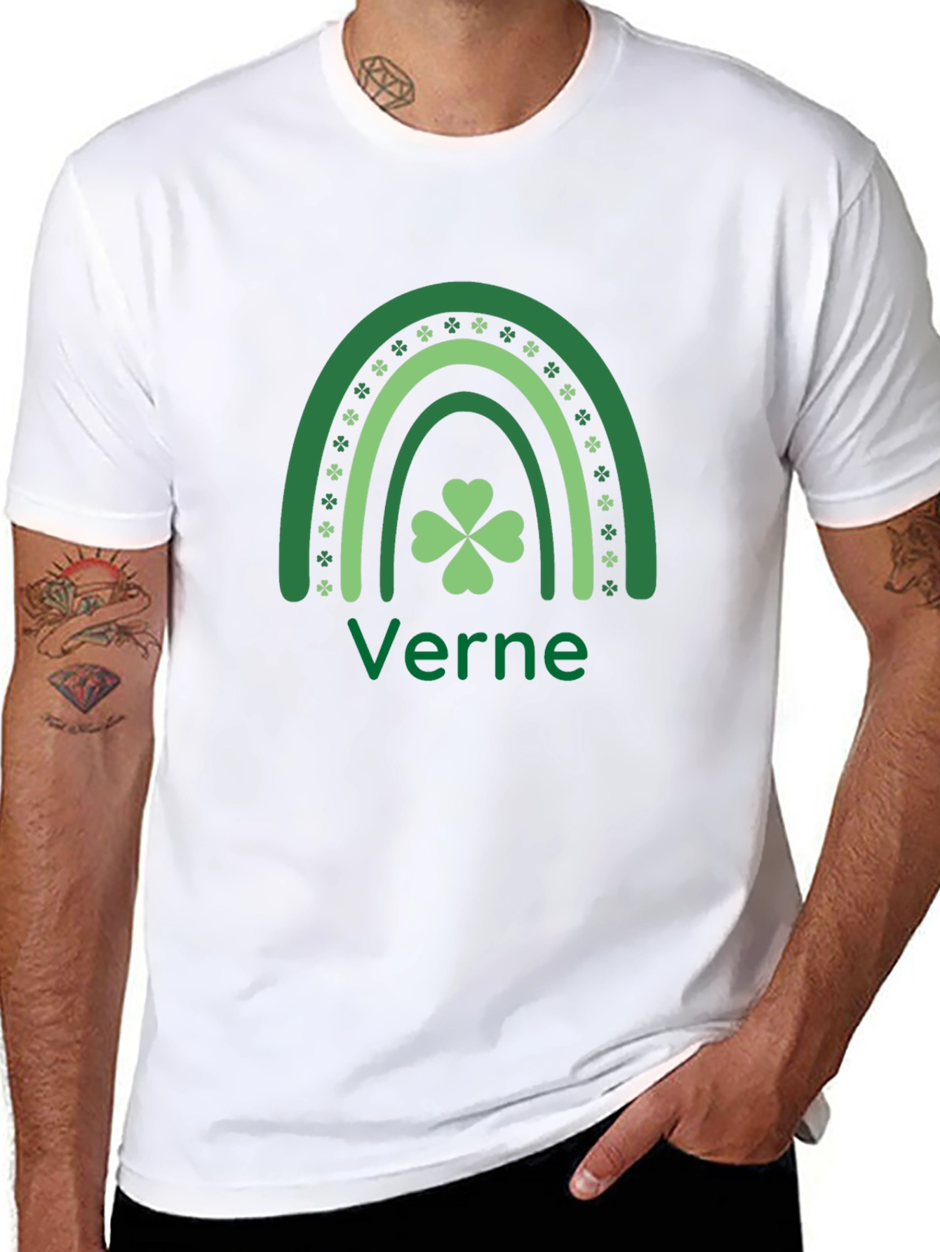 St. Patricks Day Verne T-Shirt Clover Rainbow