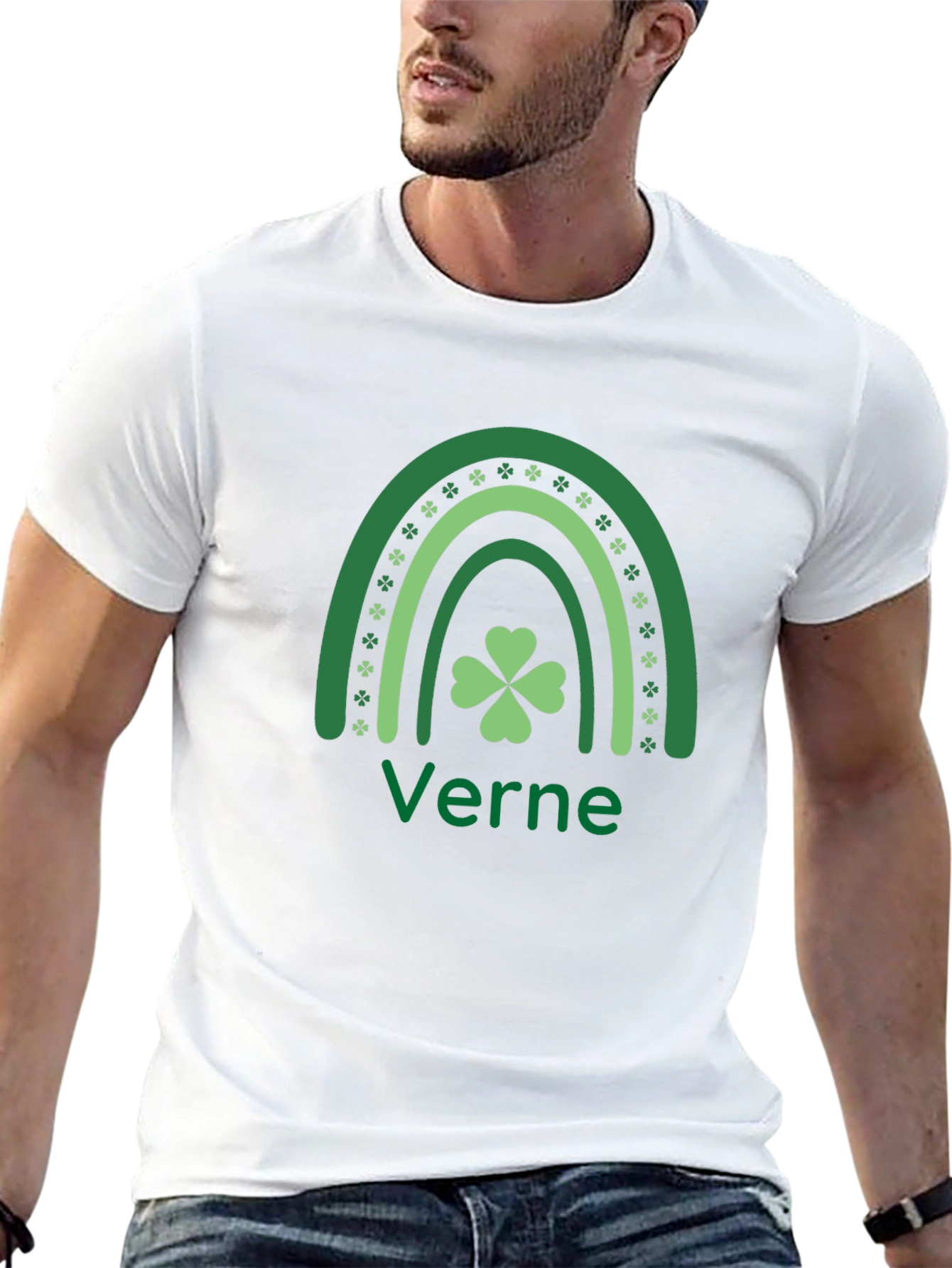 St. Patricks Day Verne T-Shirt Clover Rainbow