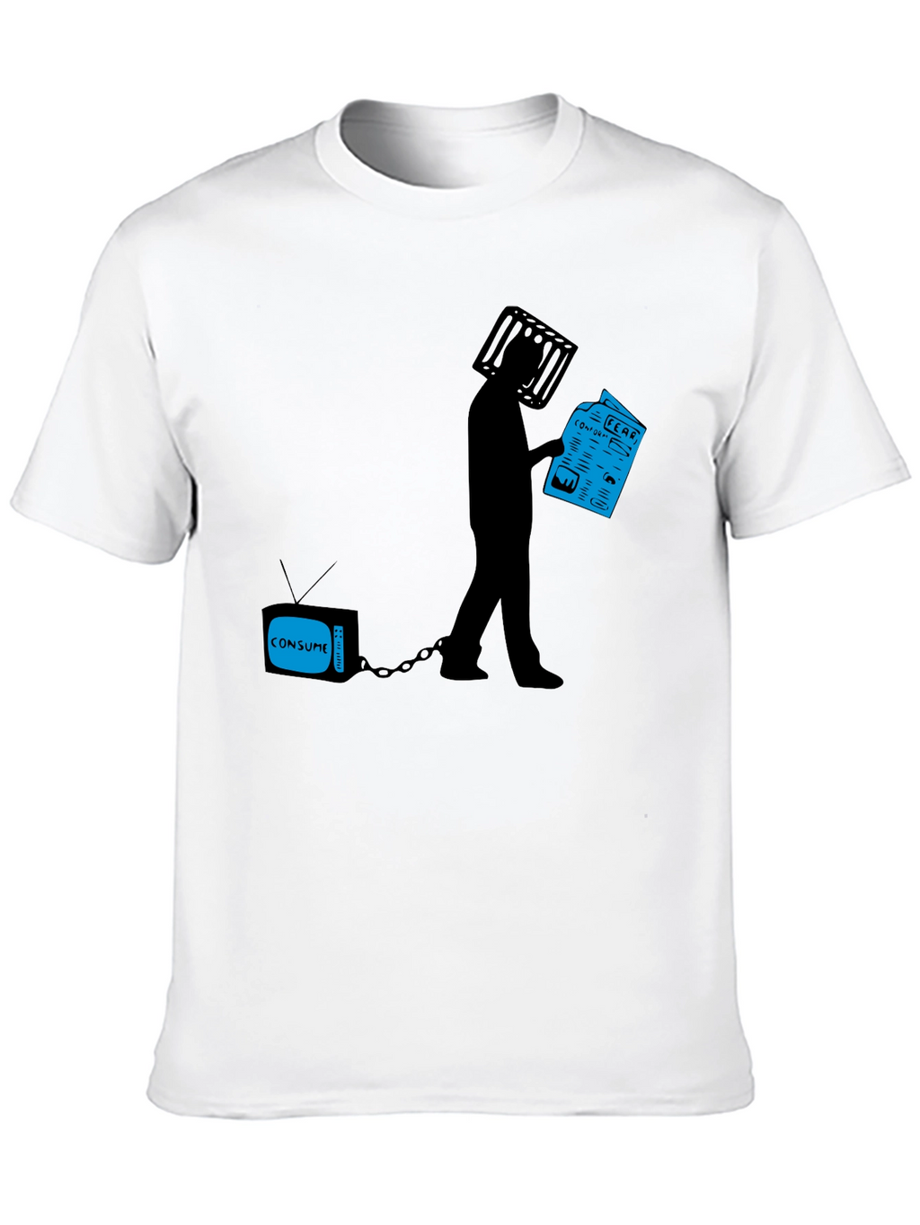 Black T-Shirt with Anti-Media Consumption Graphic