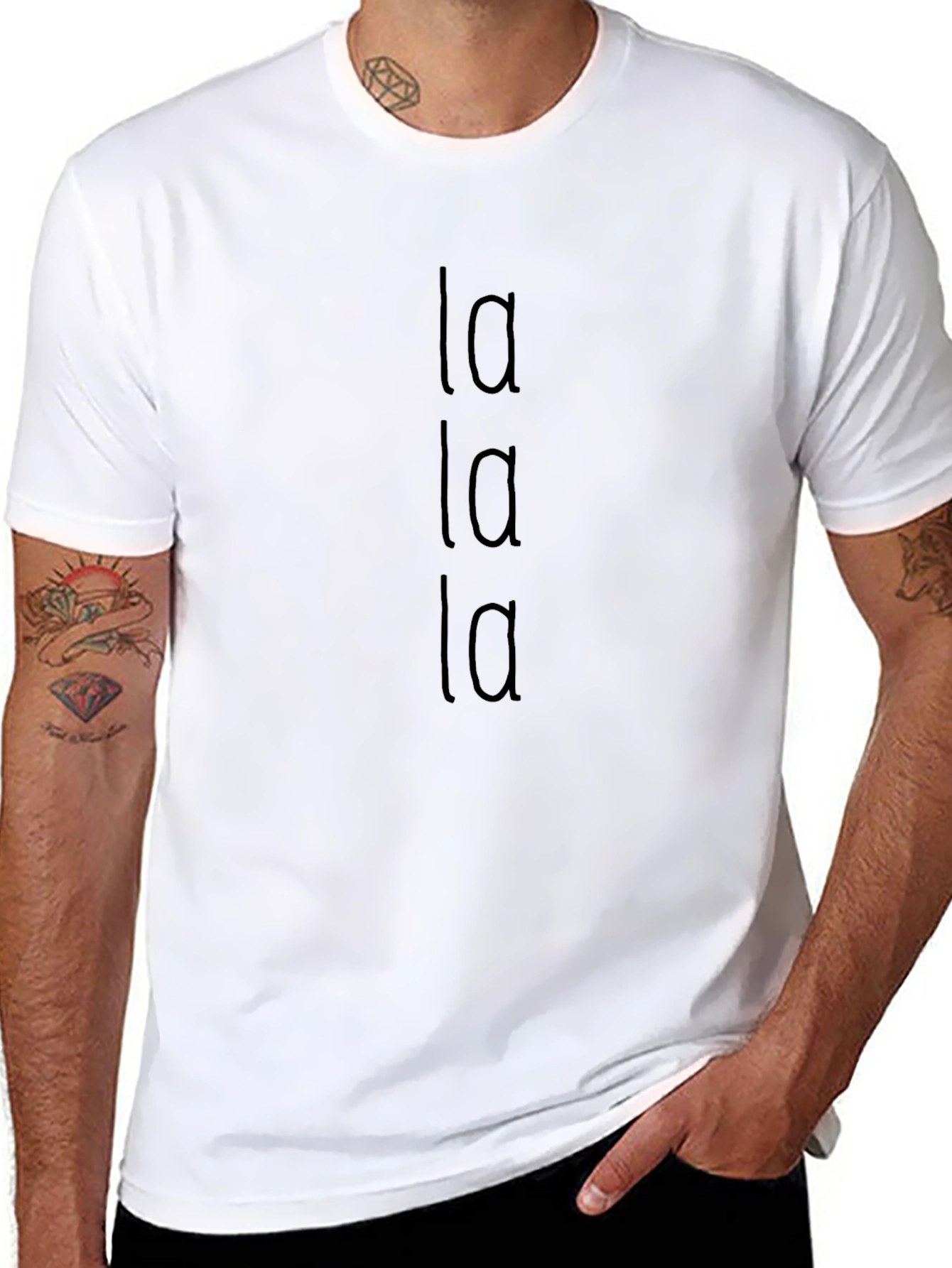 Mens Black La La La Graphic Tee - Casual Comfort