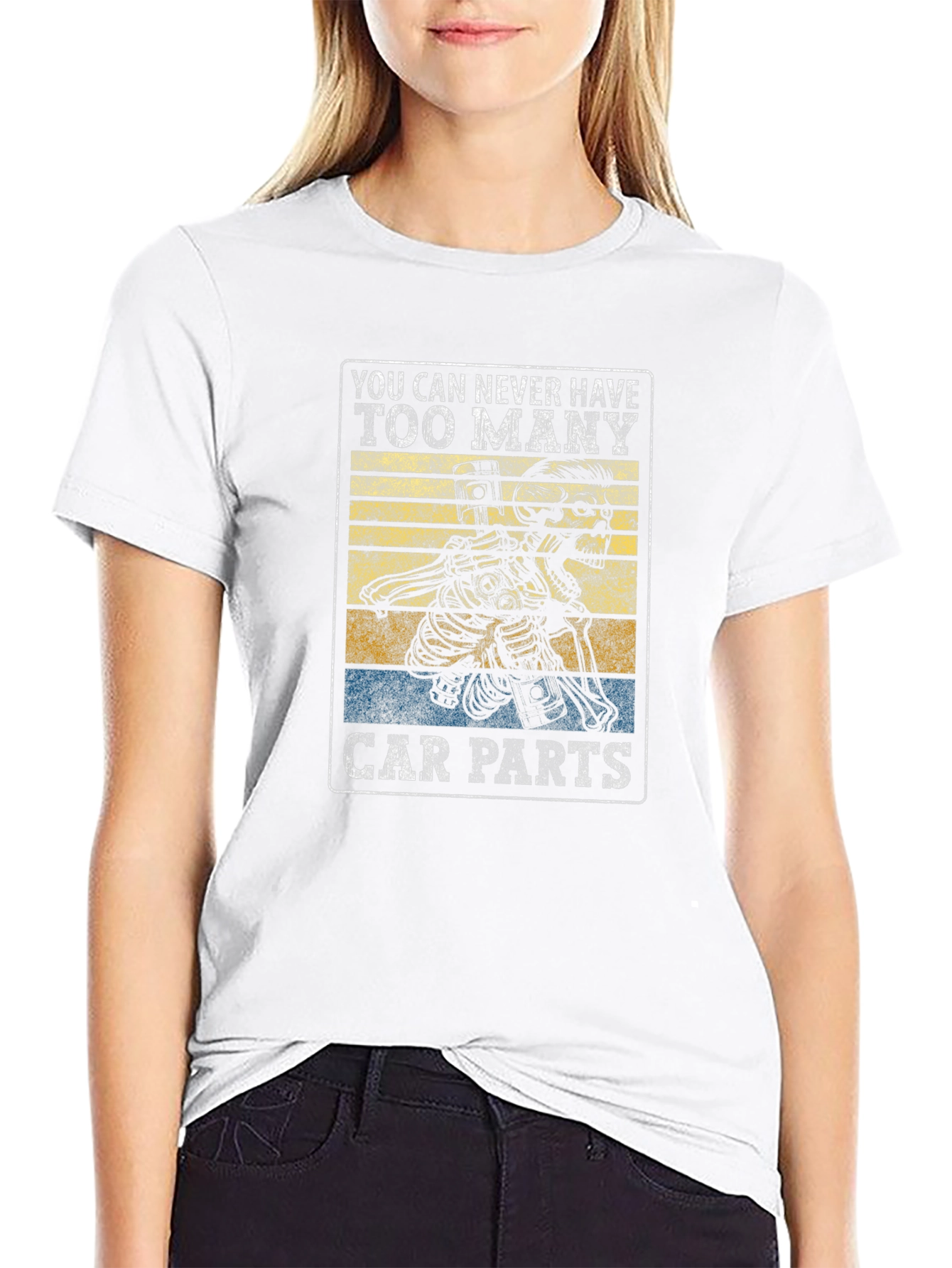 Skeleton Car Parts Graphic T-Shirt - Mechanic Gift