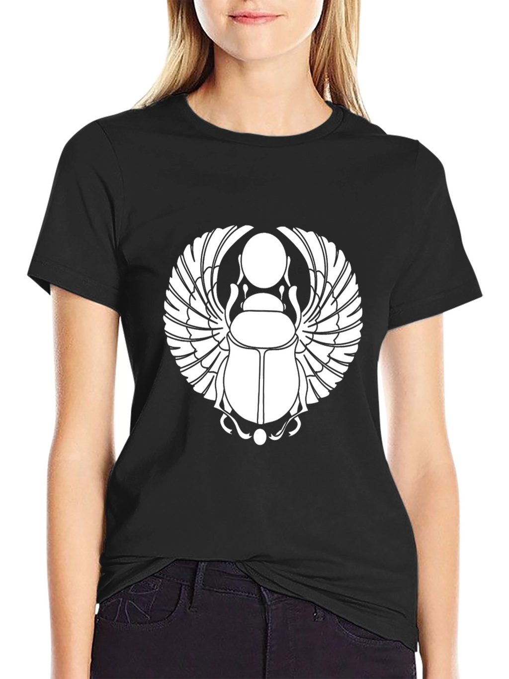 Black T-Shirt with Egyptian Scarab Beetle Design