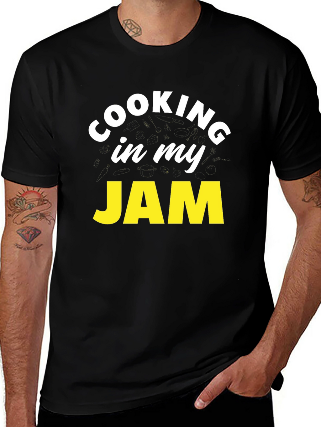 Cooking In My Jam Black Graphic Tee