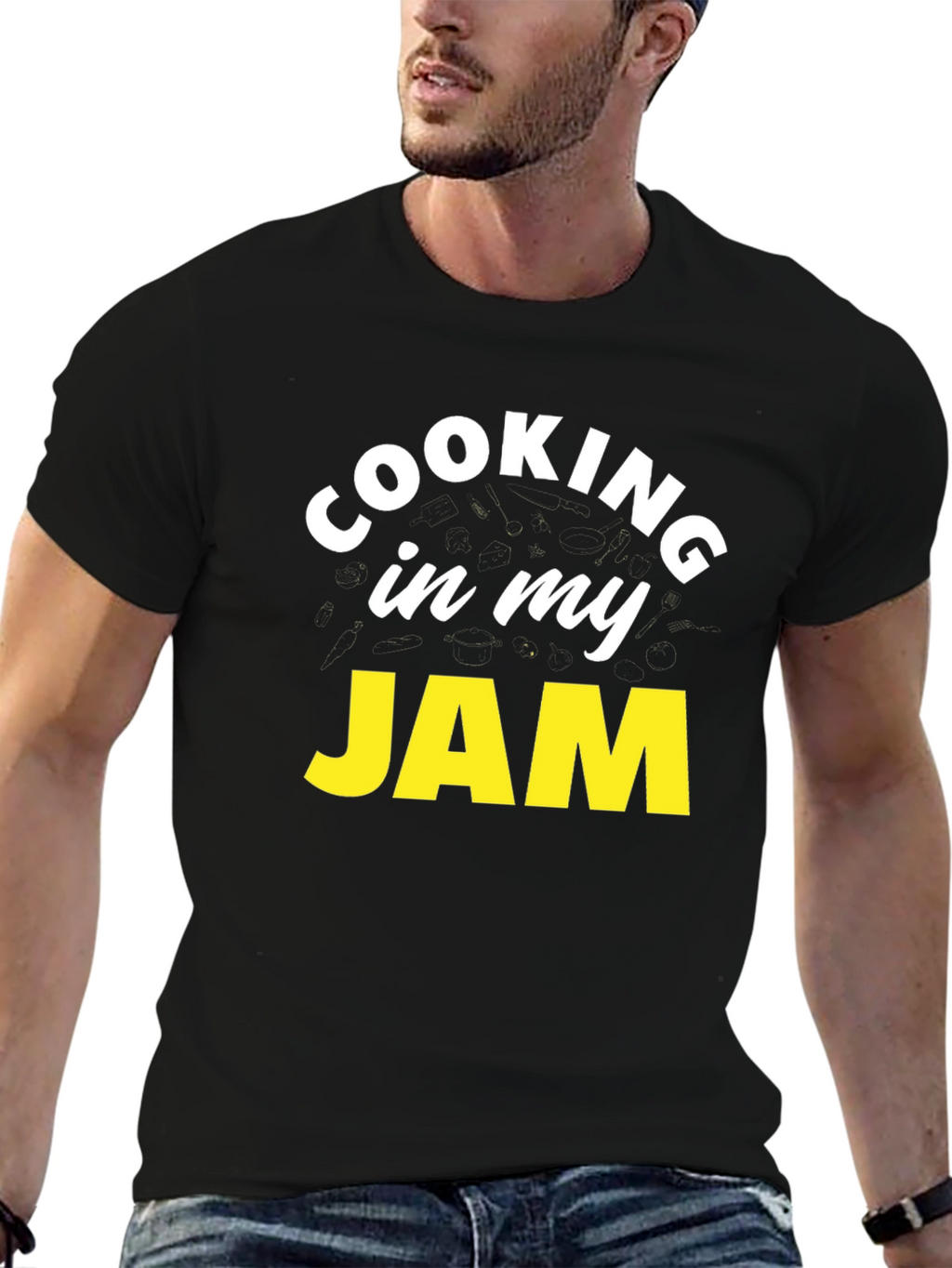 Cooking In My Jam Black Graphic Tee