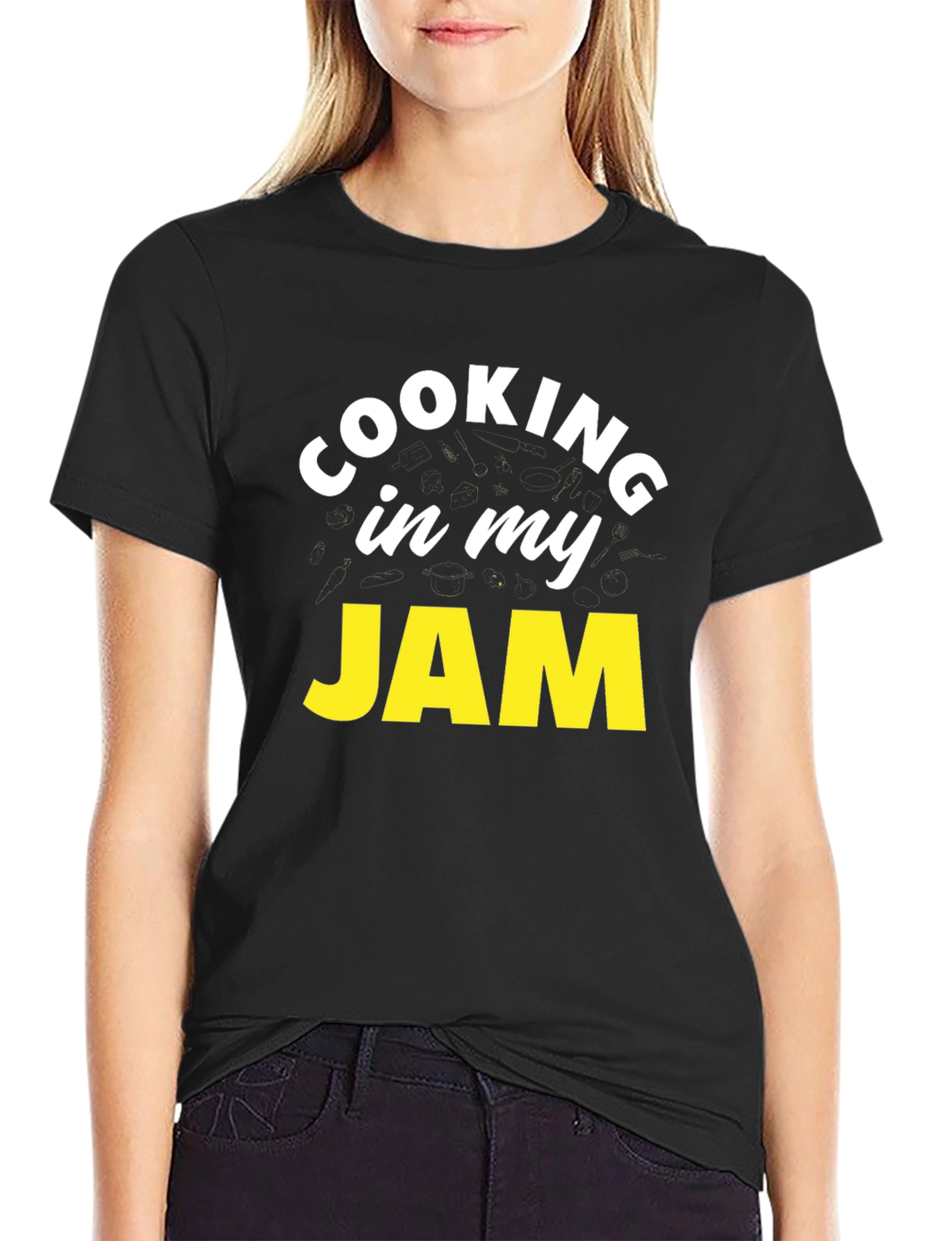 Cooking In My Jam Black Graphic Tee