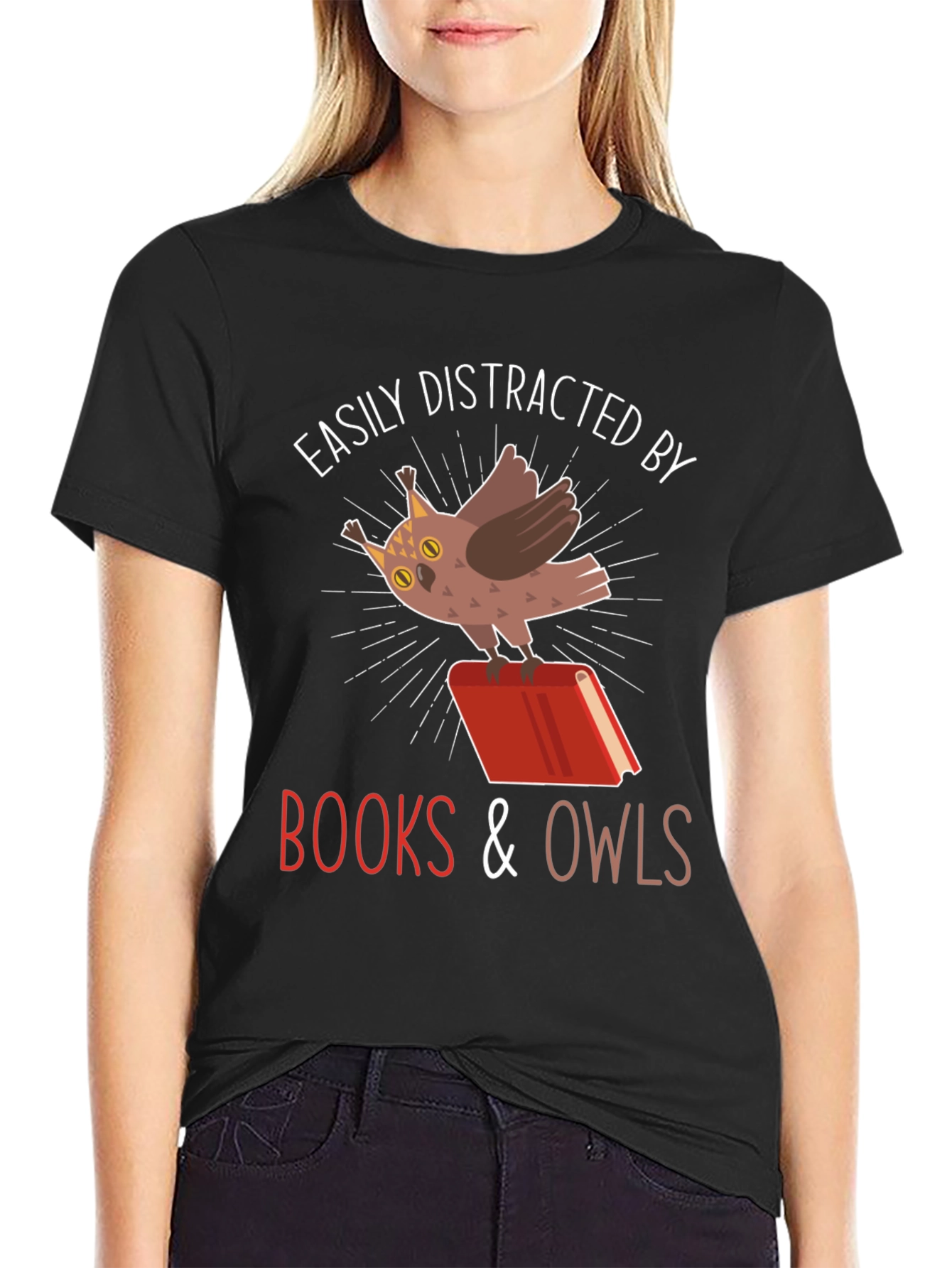 Easily Distracted By Books & Owls T-Shirt