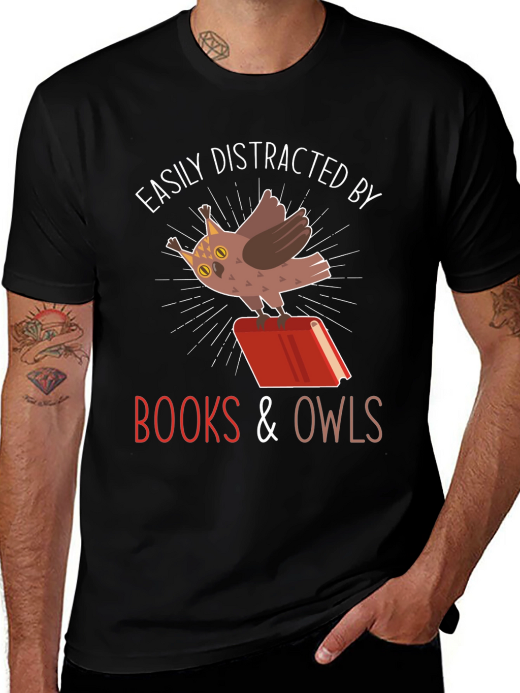 Easily Distracted By Books & Owls T-Shirt