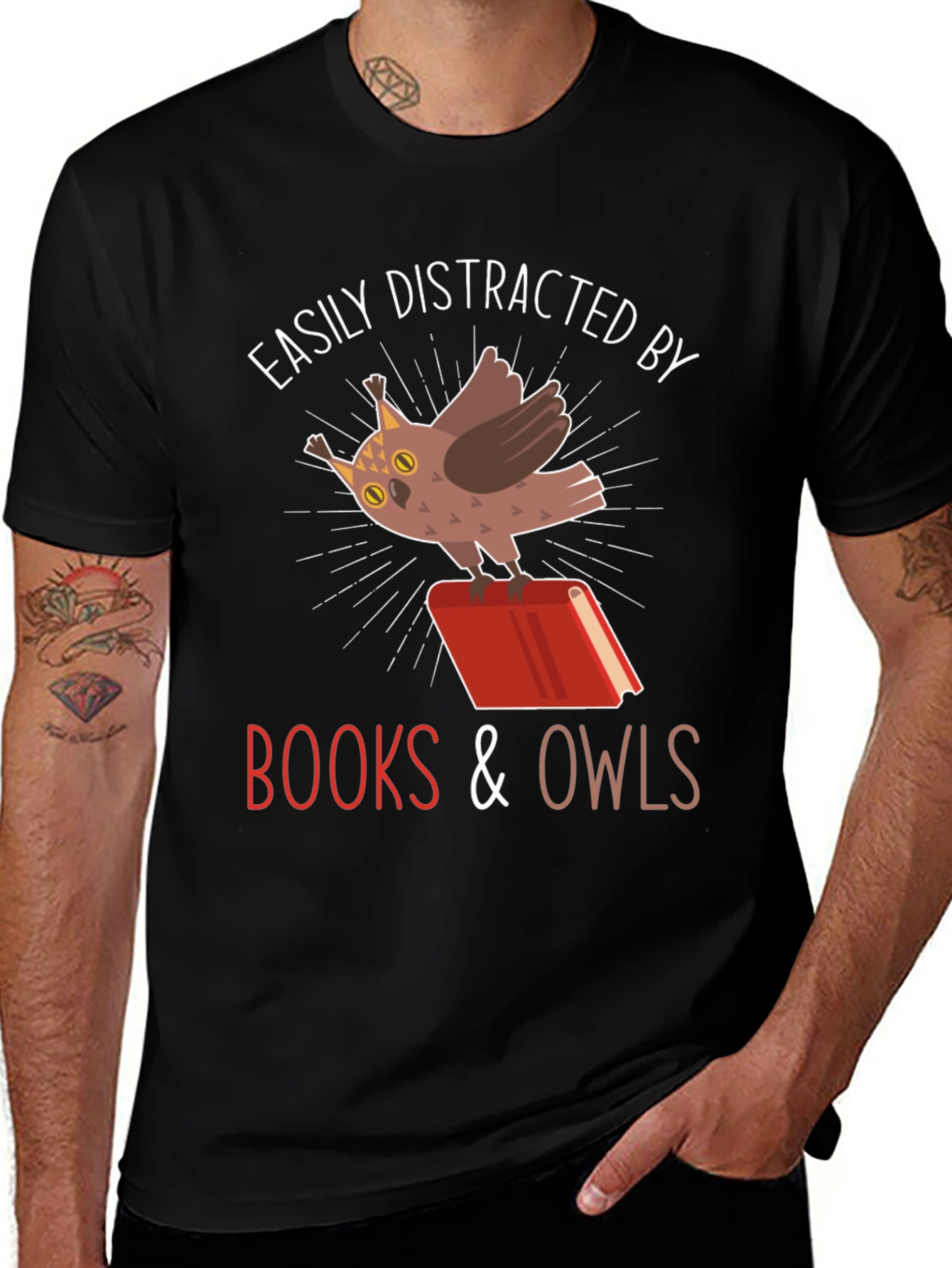 Easily Distracted By Books & Owls T-Shirt