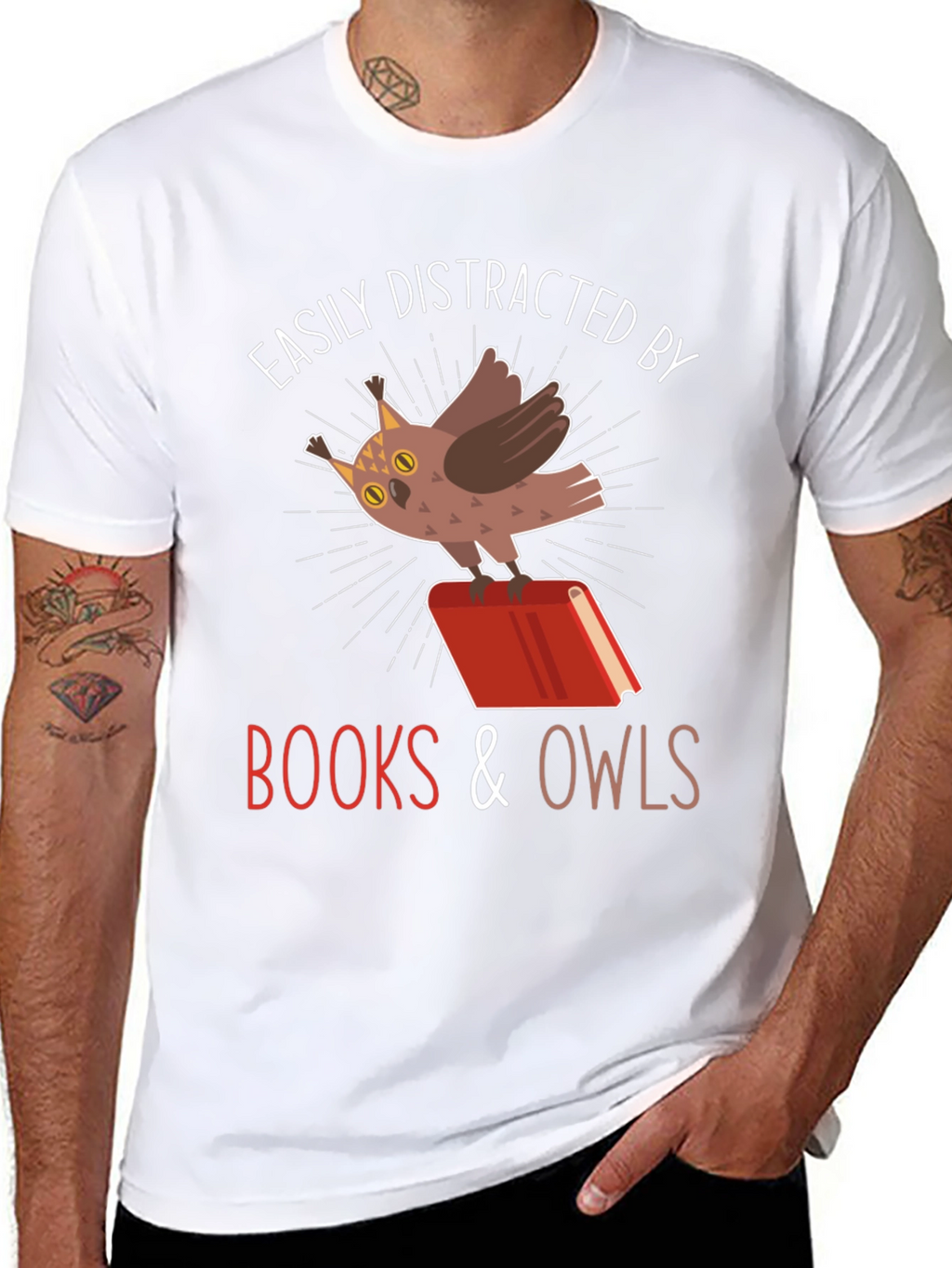 Easily Distracted By Books & Owls T-Shirt