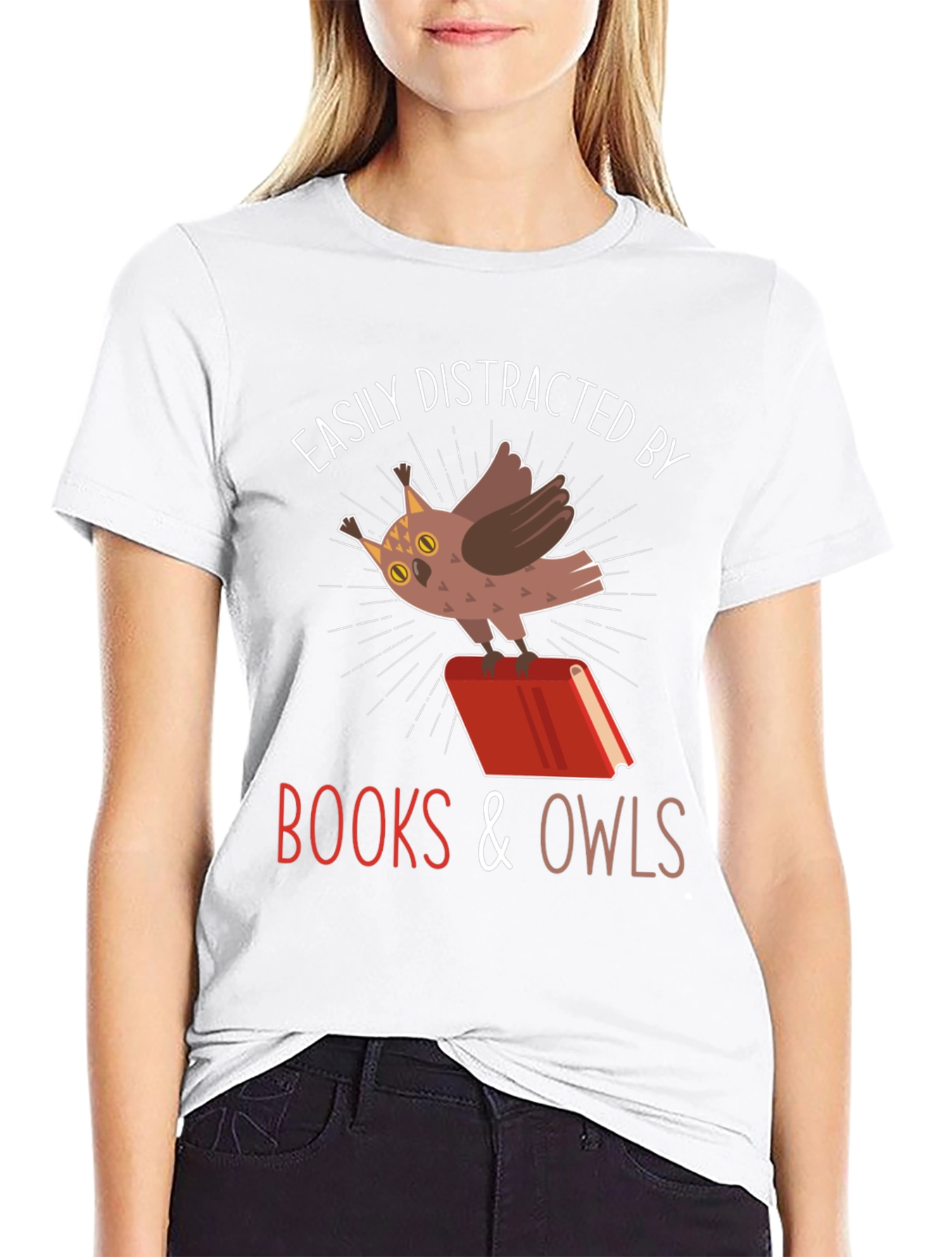 Easily Distracted By Books & Owls T-Shirt