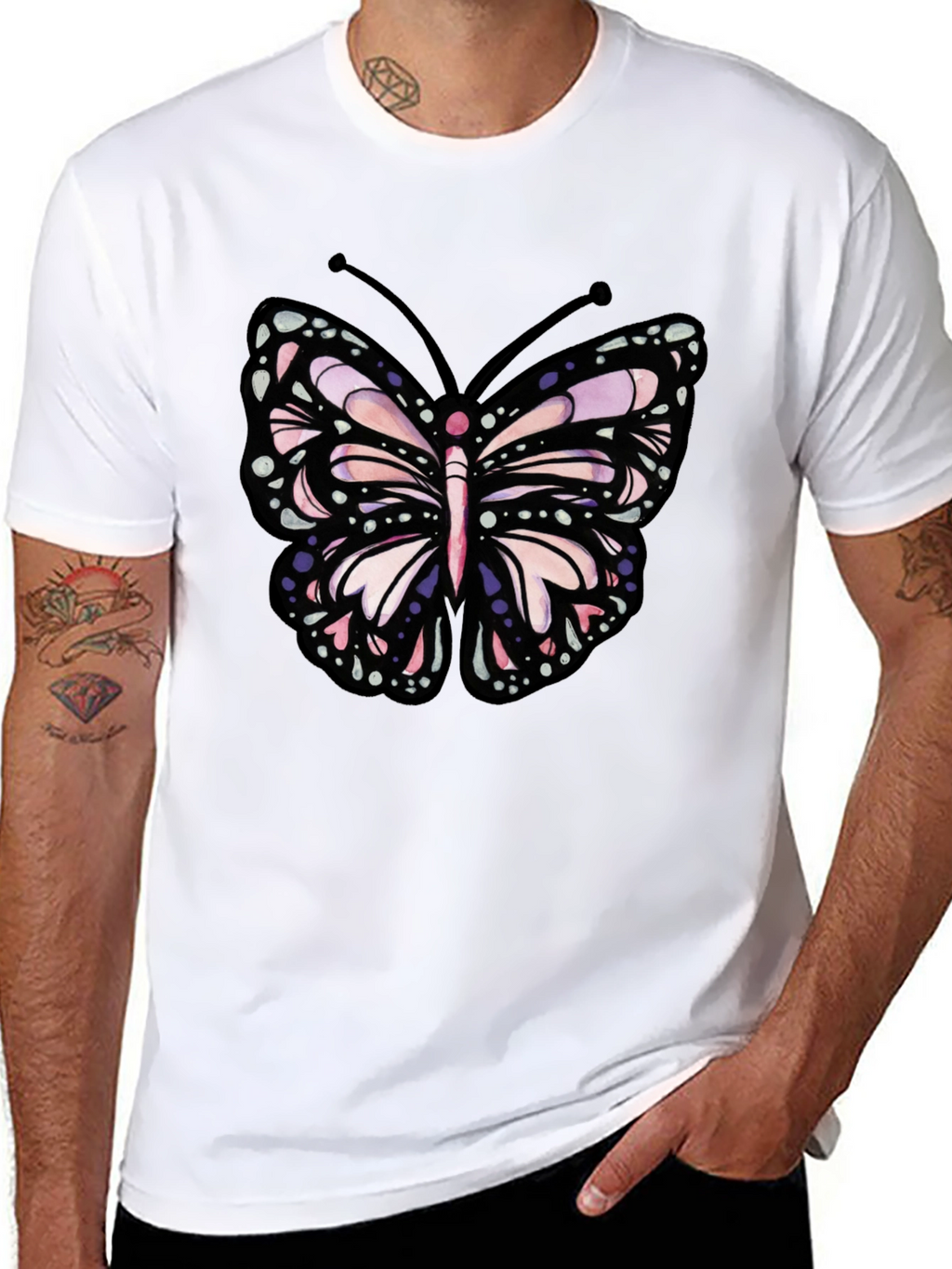 Butterfly Graphic Tee - Black Cotton Blend