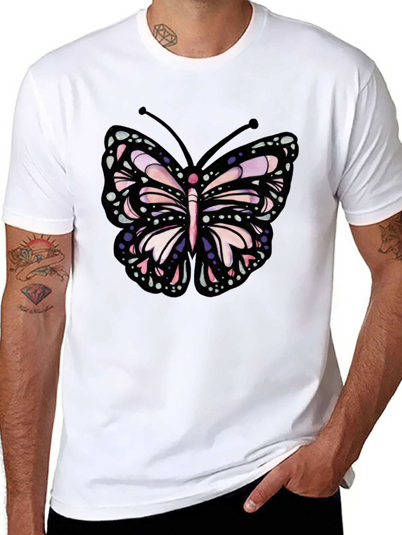 Butterfly Graphic Tee - Black Cotton Blend
