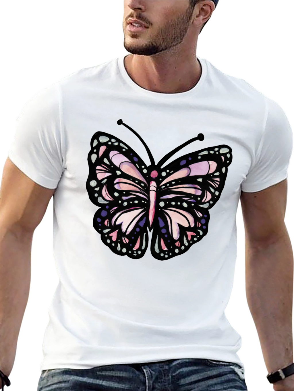 Butterfly Graphic Tee - Black Cotton Blend