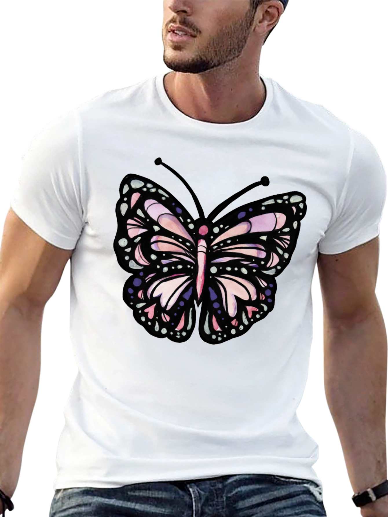 Butterfly Graphic Tee - Black Cotton Blend
