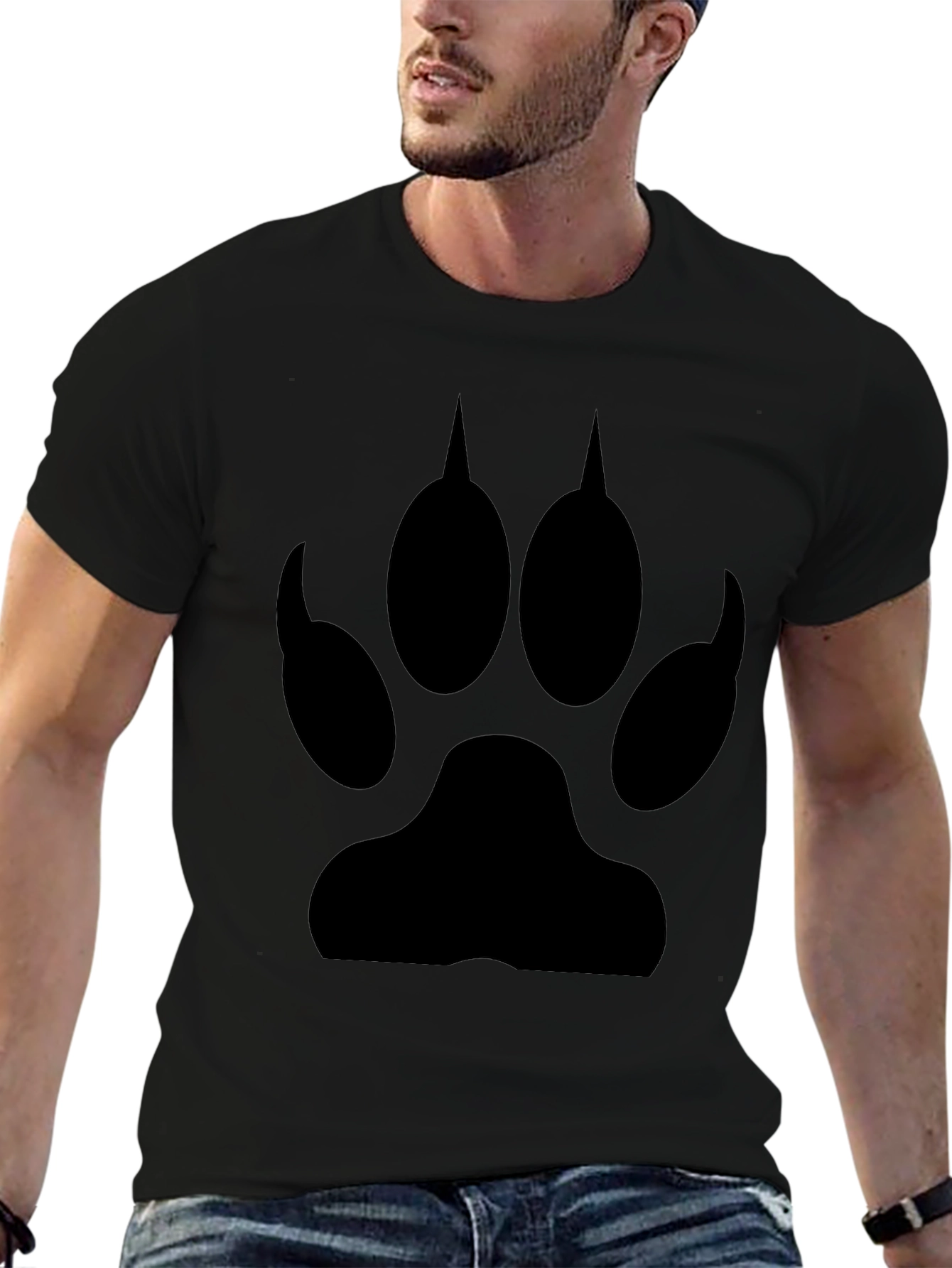 Black Wolf Paw Print T-Shirt