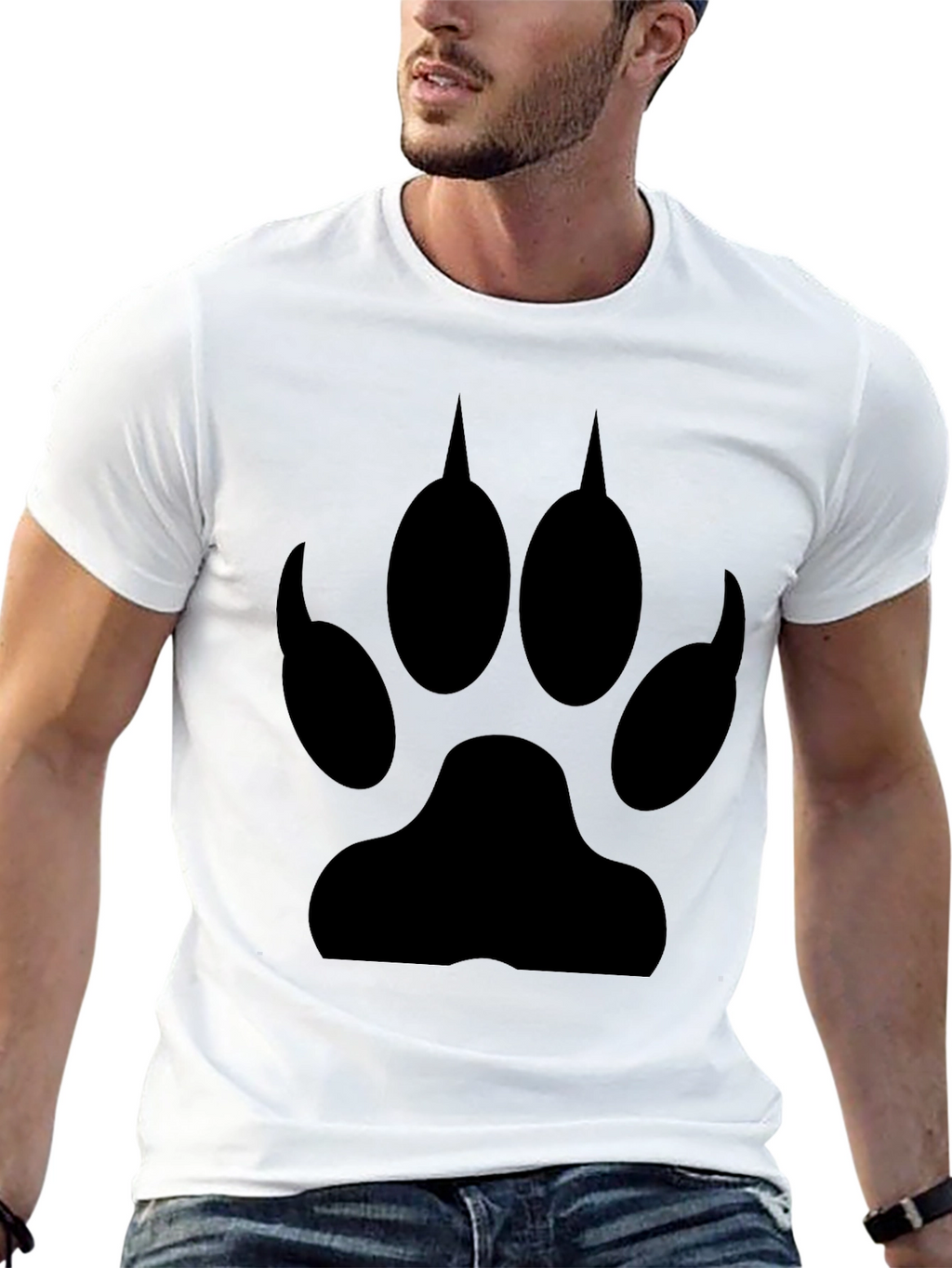 Black Wolf Paw Print T-Shirt