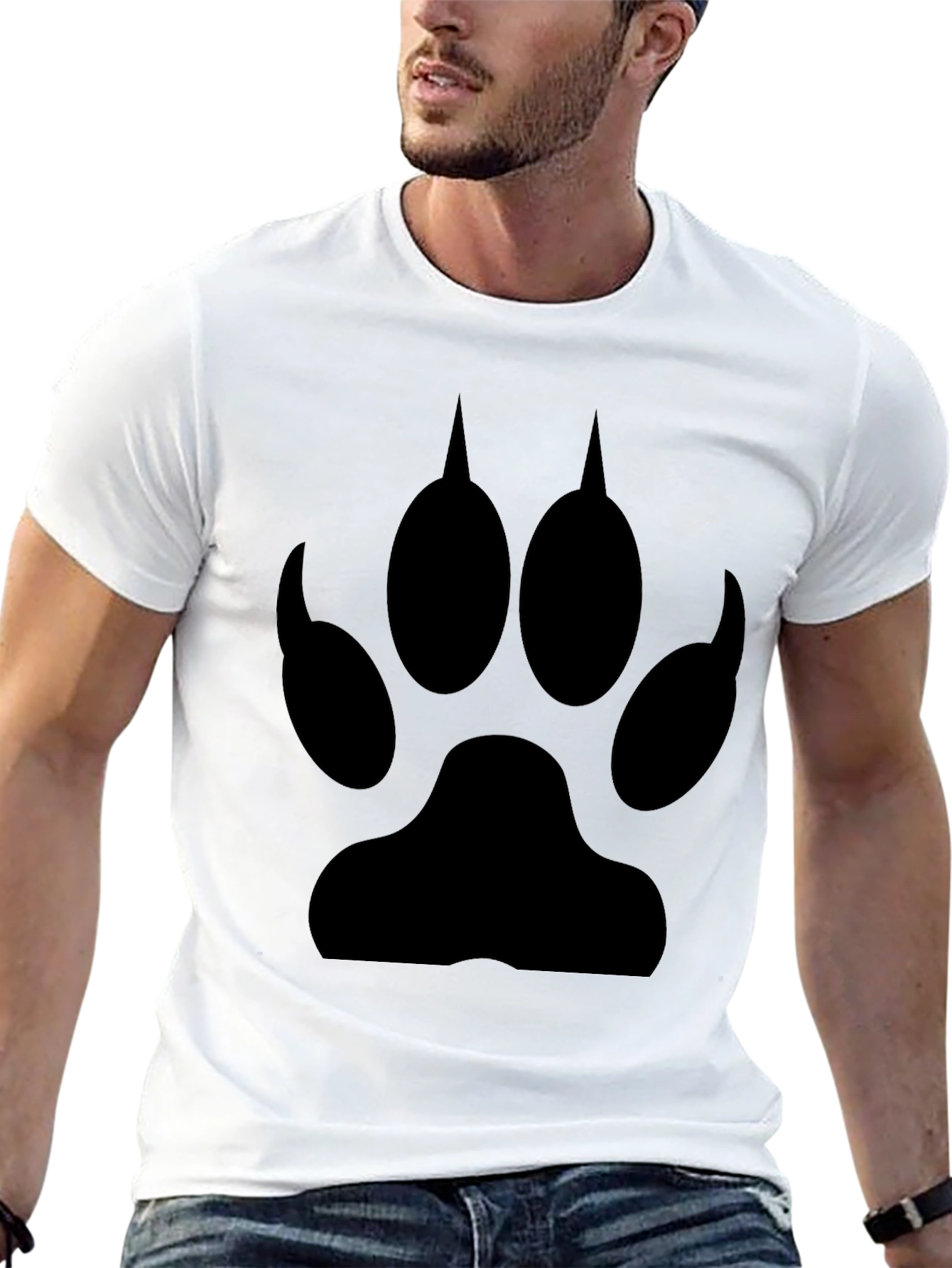 Black Wolf Paw Print T-Shirt