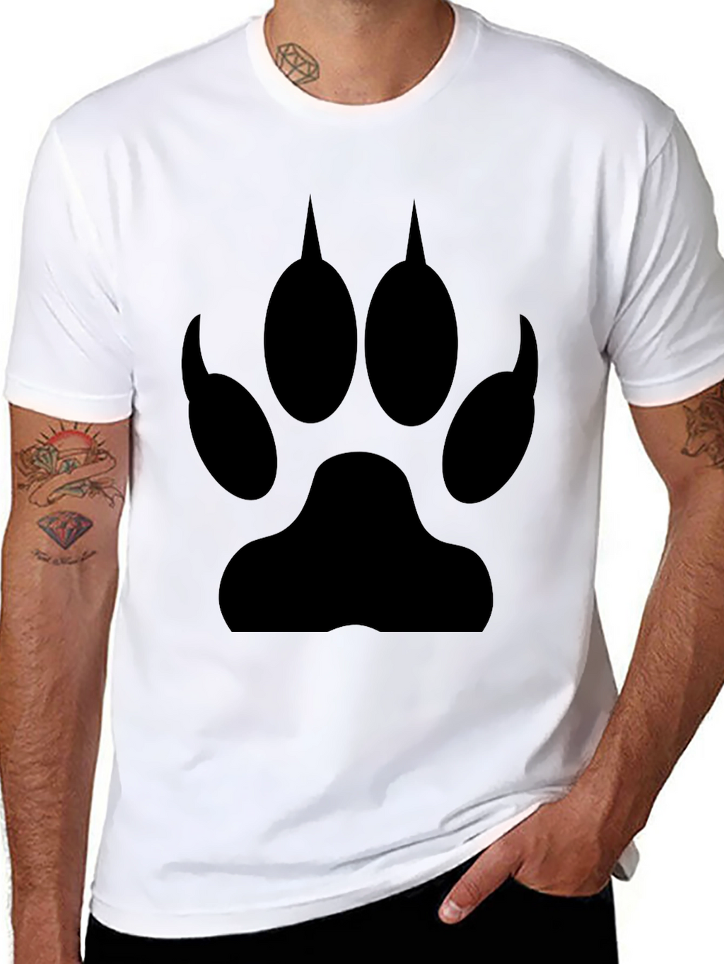 Black Wolf Paw Print T-Shirt