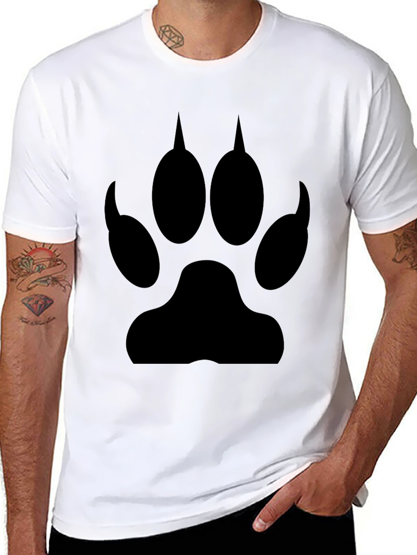 Black Wolf Paw Print T-Shirt