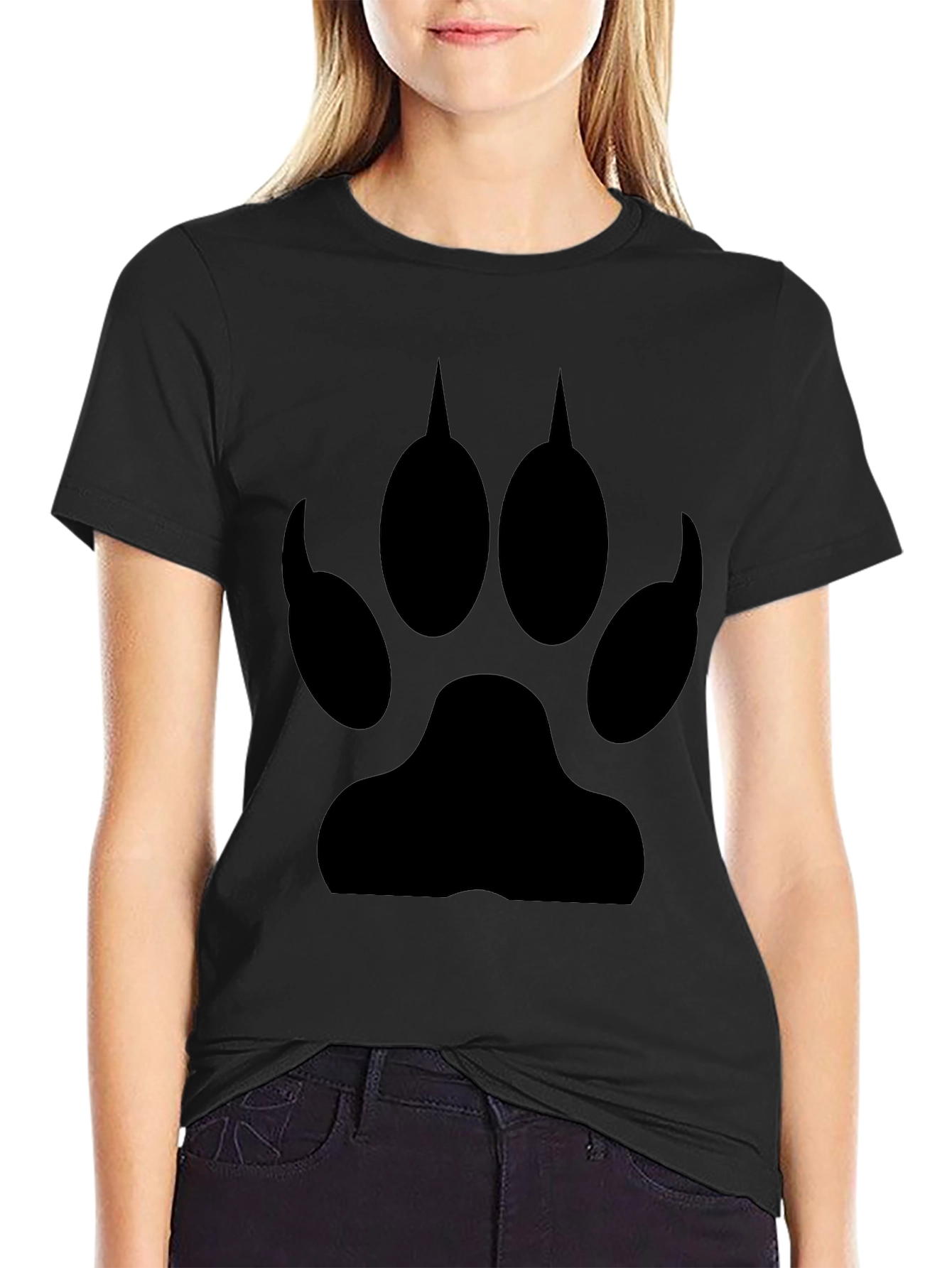 Black Wolf Paw Print T-Shirt