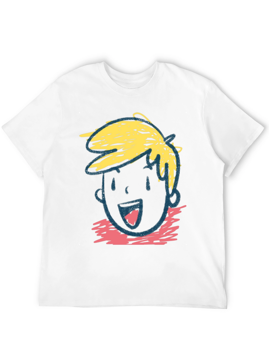 Cartoon Face Graphic Tee - Black Cotton Casual T-Shirt