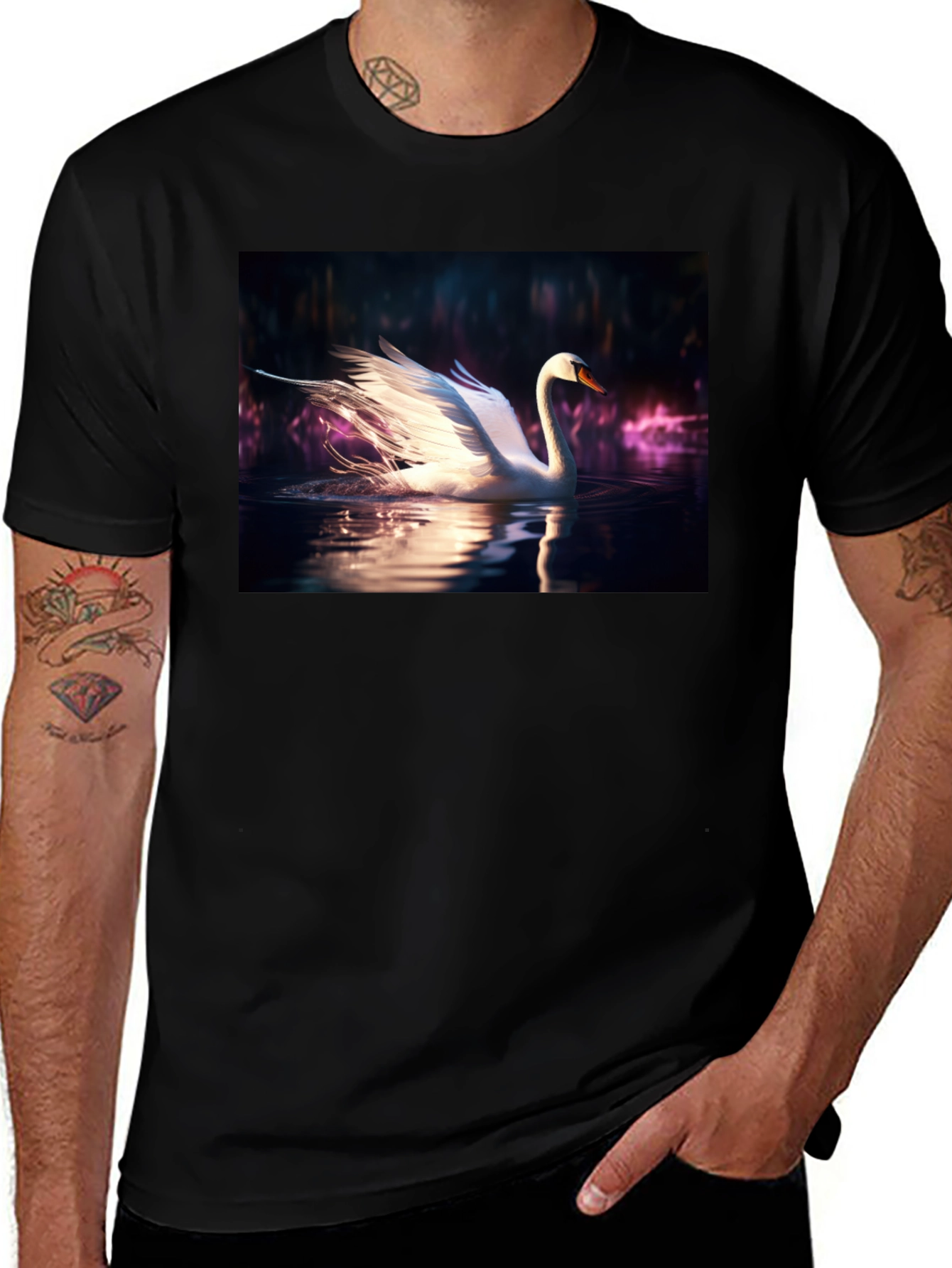 Swan Lake Graphic Tee - Mens Black T-Shirt