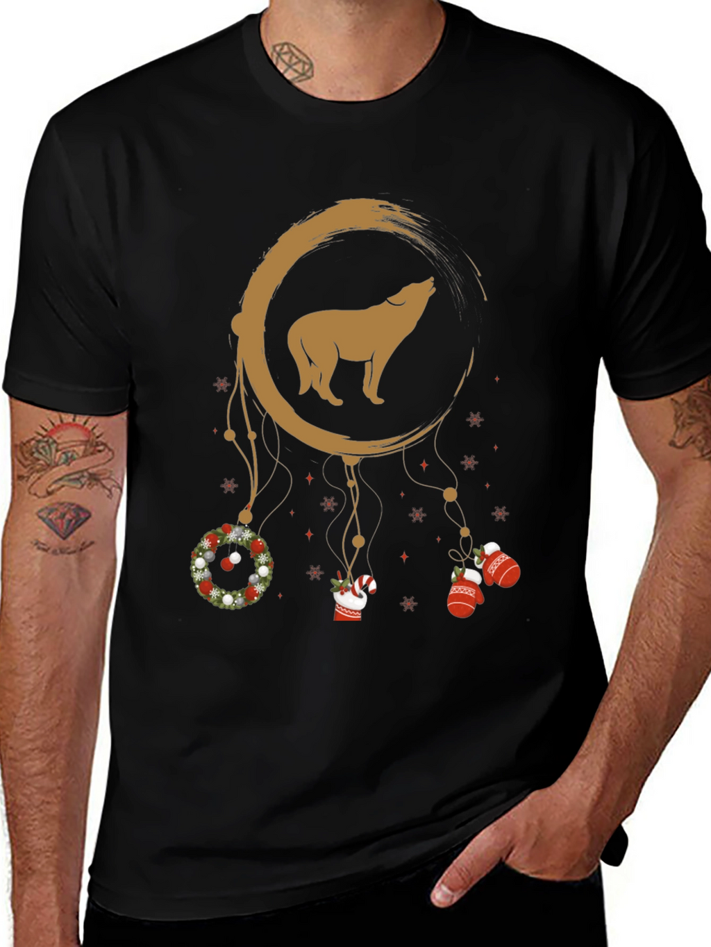 Wolf Moon Dreamcatcher Christmas T-Shirt