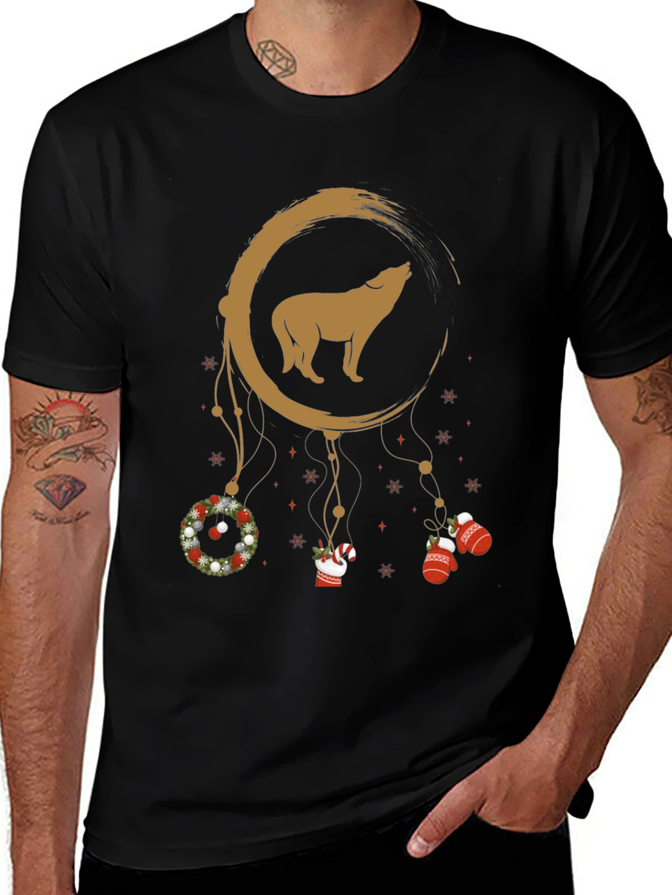 Wolf Moon Dreamcatcher Christmas T-Shirt