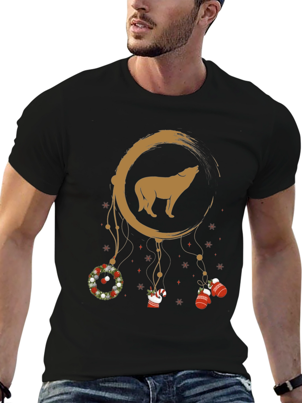 Wolf Moon Dreamcatcher Christmas T-Shirt