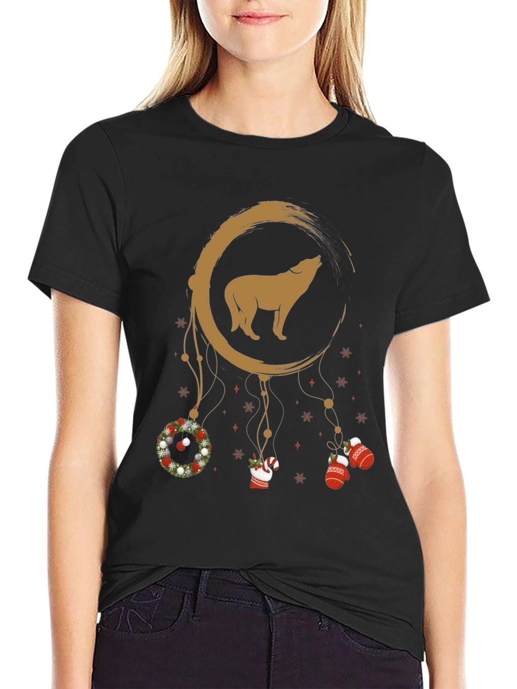 Wolf Moon Dreamcatcher Christmas T-Shirt