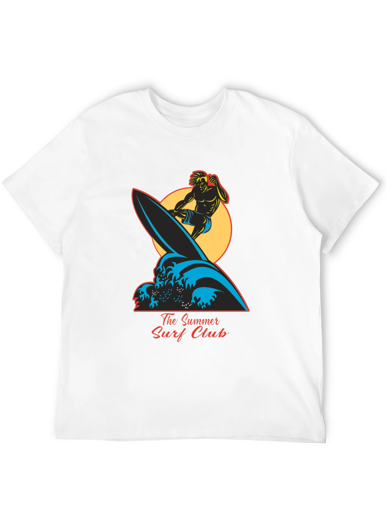 Summer Surf Club Graphic Tee - Black Cotton T-Shirt