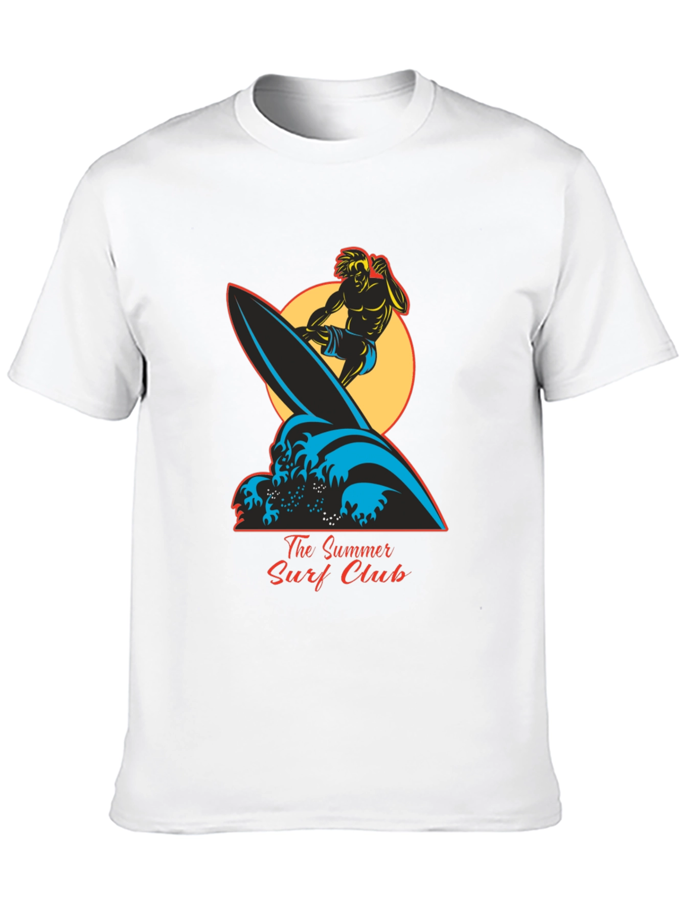 Summer Surf Club Graphic Tee - Black Cotton T-Shirt
