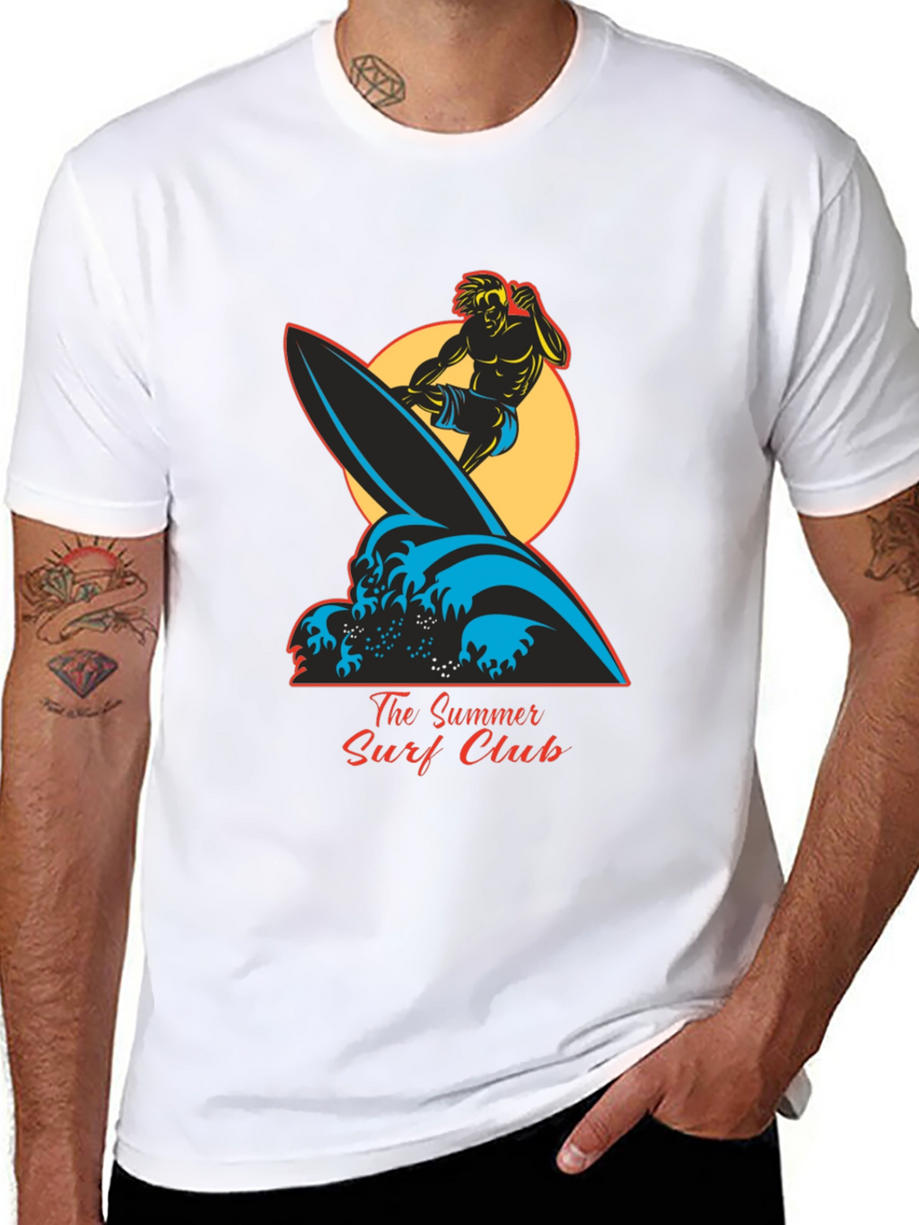 Summer Surf Club Graphic Tee - Black Cotton T-Shirt
