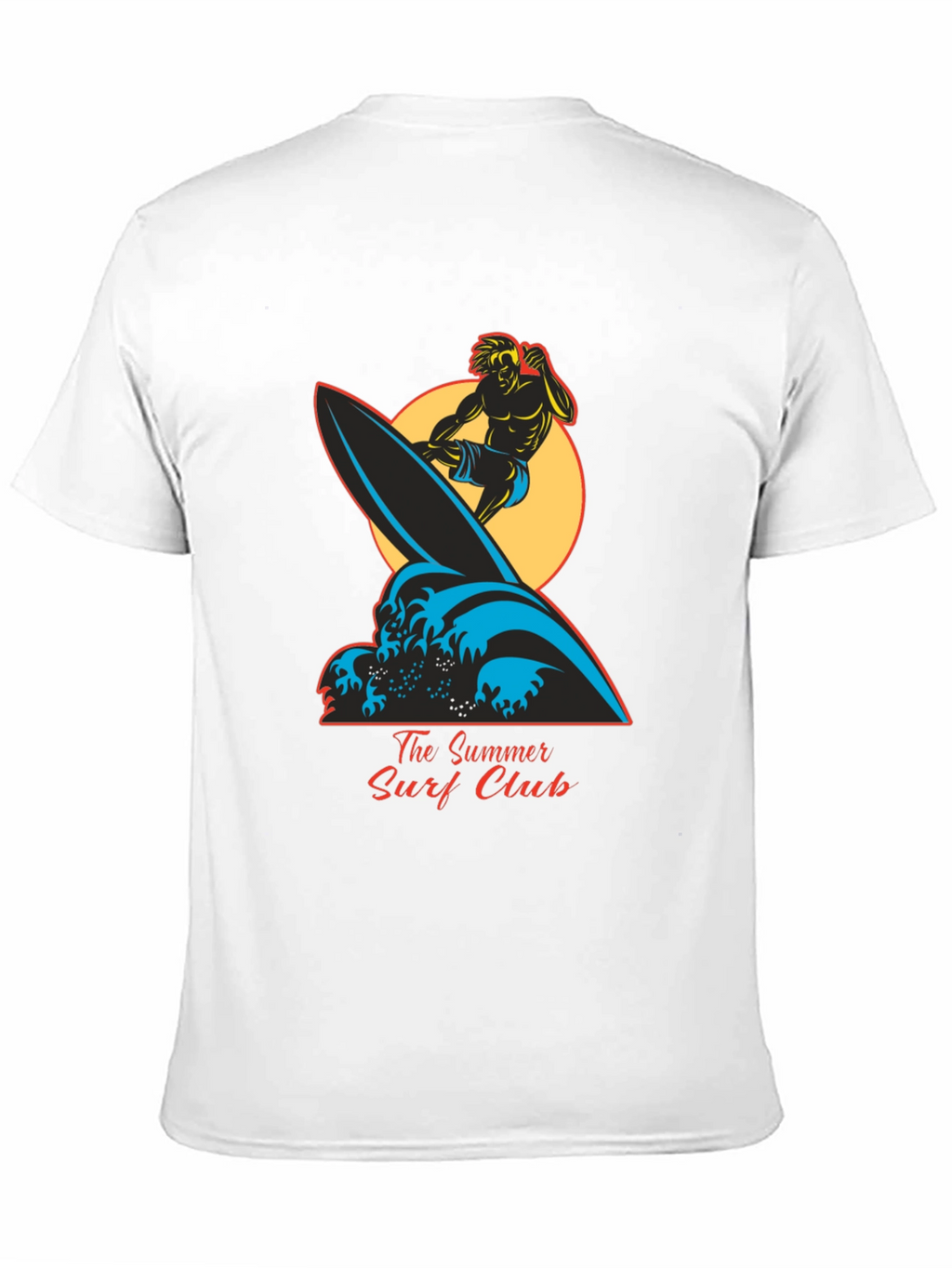 Summer Surf Club Graphic Tee - Black Cotton T-Shirt