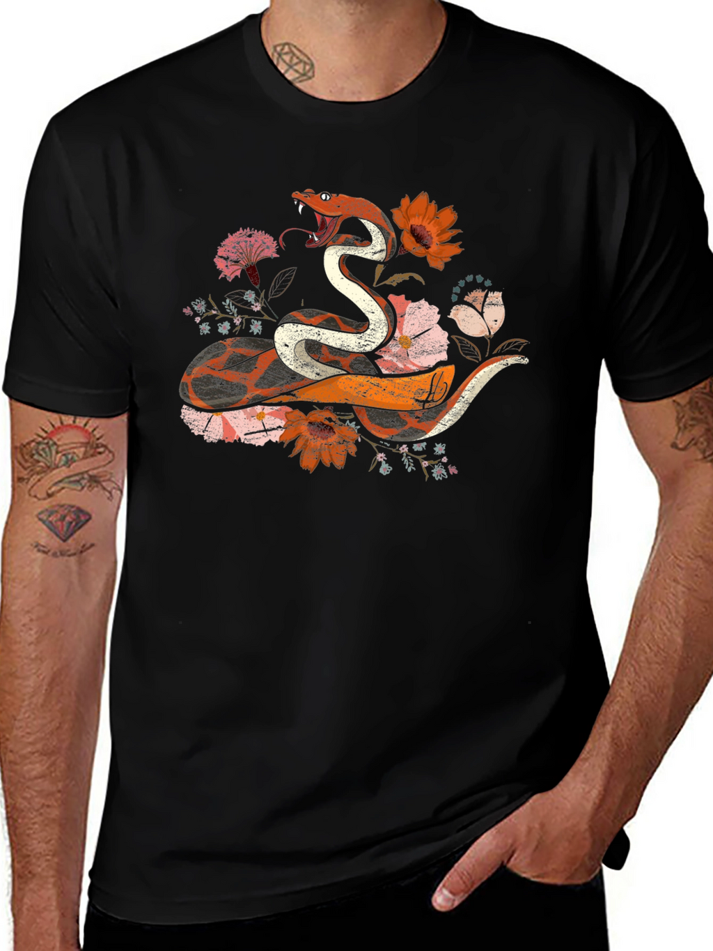 Floral Snake Graphic Tee