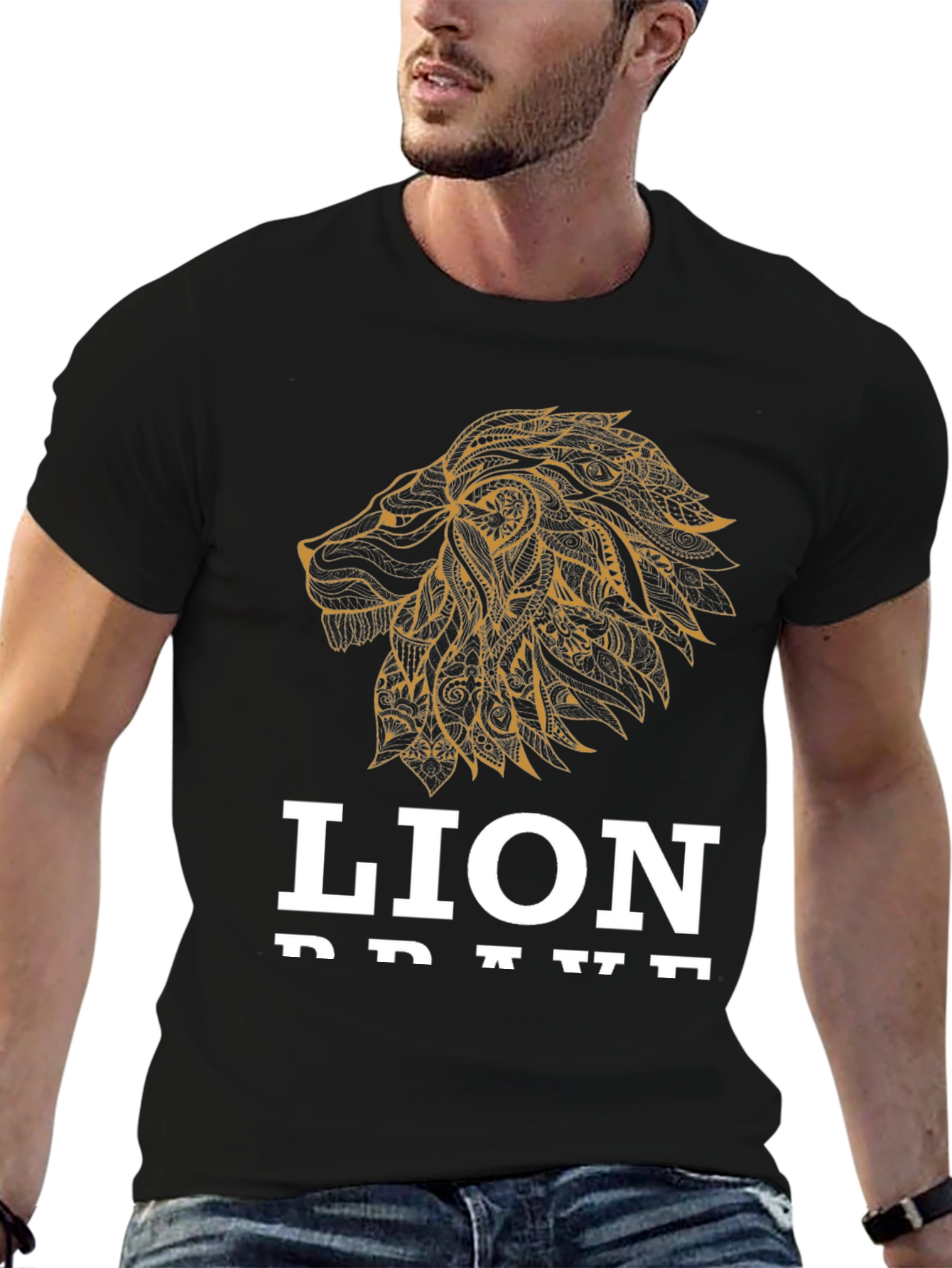 Lion Brave Graphic Tee - Black T-Shirt