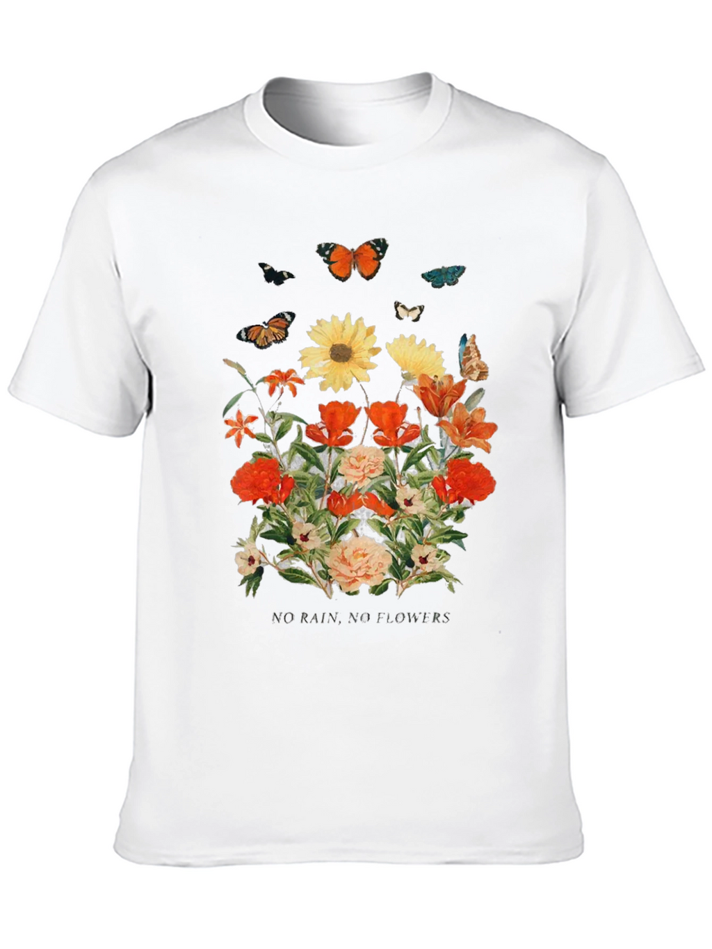 Floral Butterfly Graphic Black T-Shirt