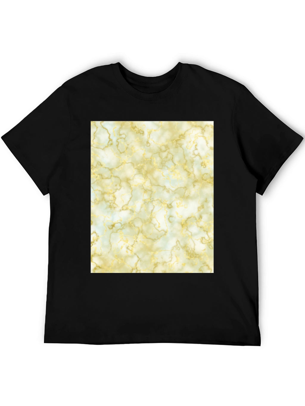 Marble Pattern Black Crew Neck T-Shirt