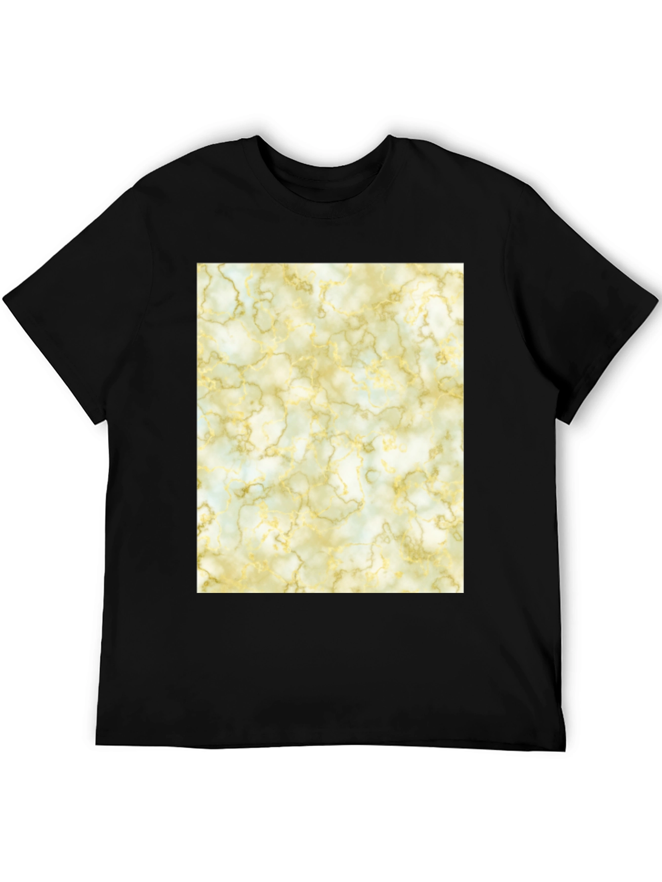 Marble Pattern Black Crew Neck T-Shirt