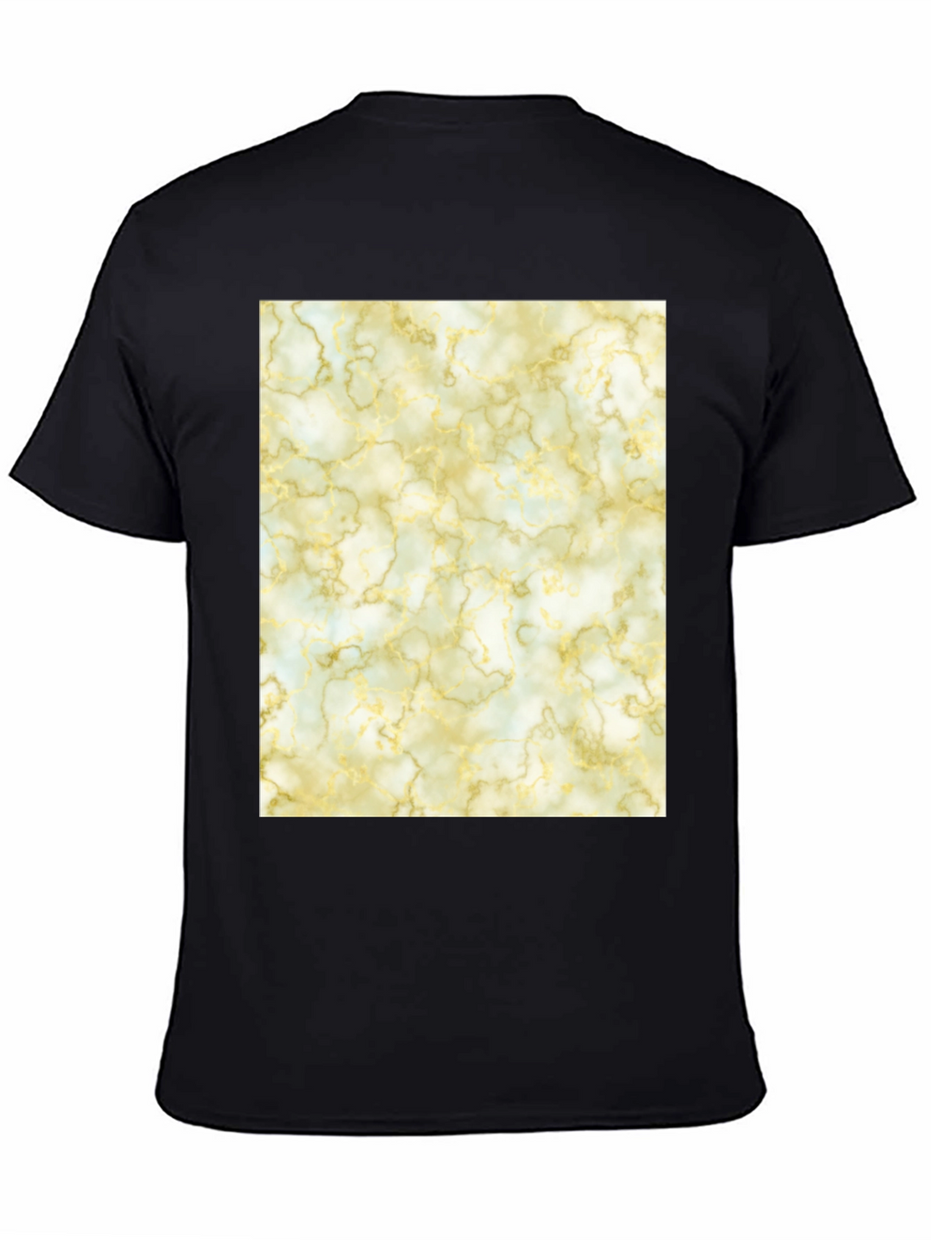 Marble Pattern Black Crew Neck T-Shirt