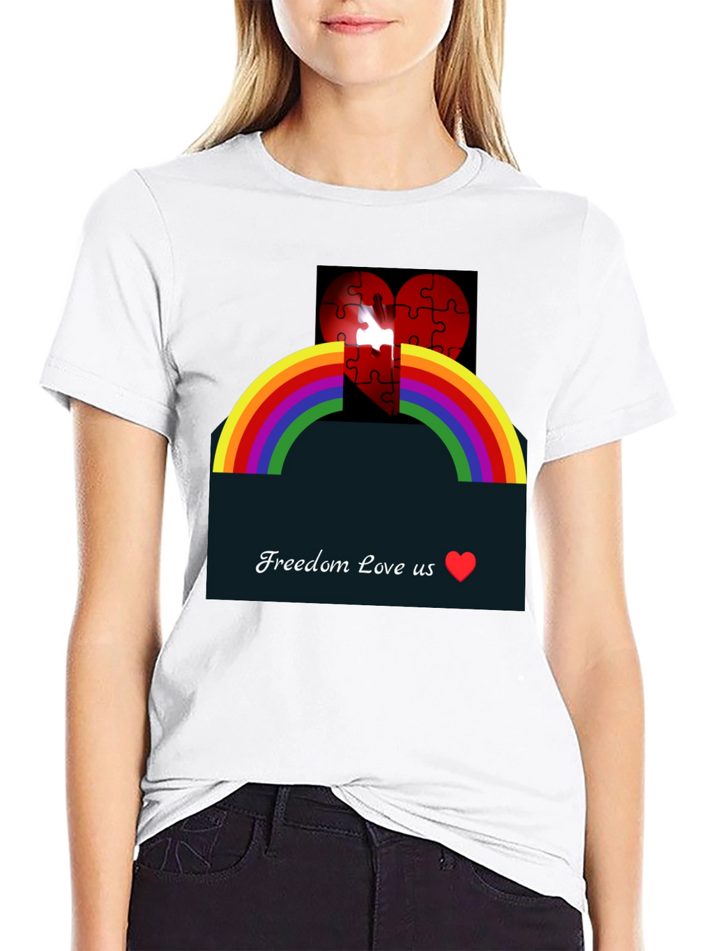 Rainbow Love Heart Graphic Tee
