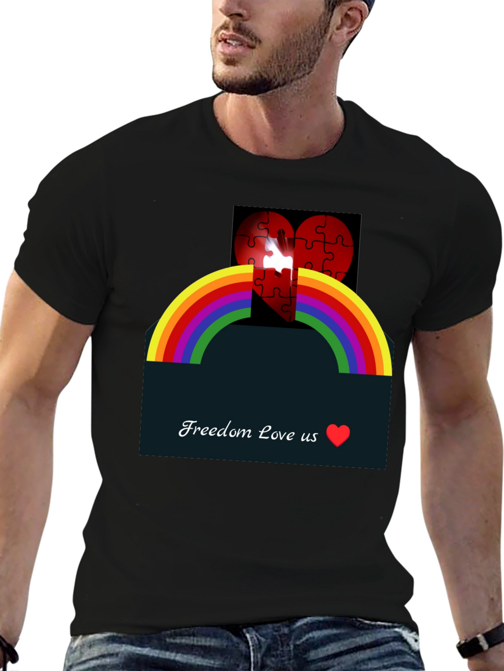 Rainbow Love Heart Graphic Tee