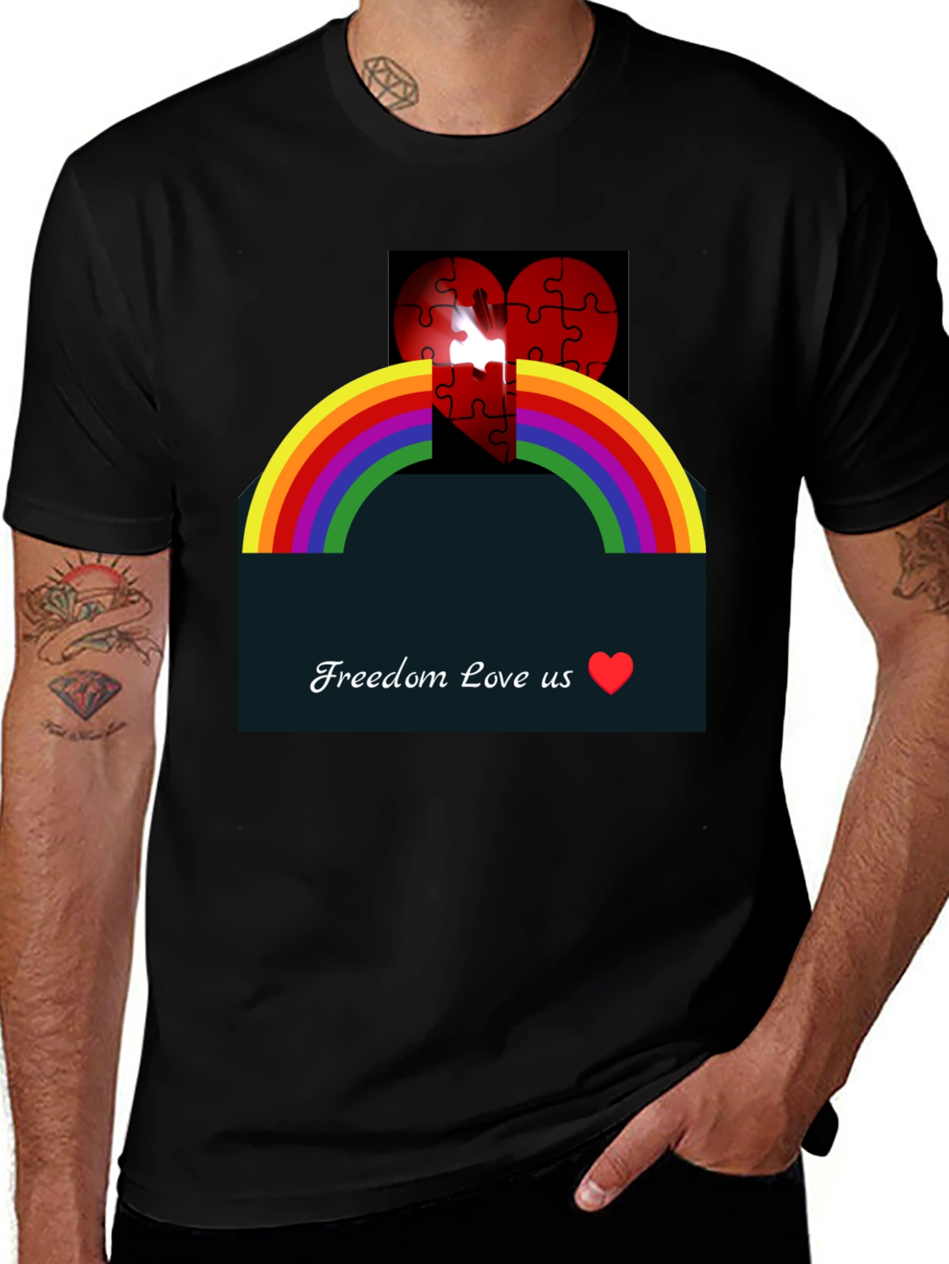 Rainbow Love Heart Graphic Tee